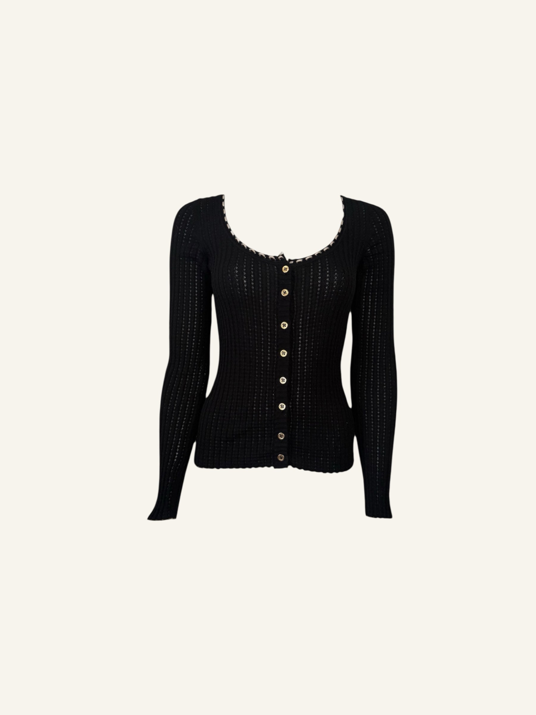 Dolce & Gabbana Black Cashmere Embroidered Cardigan