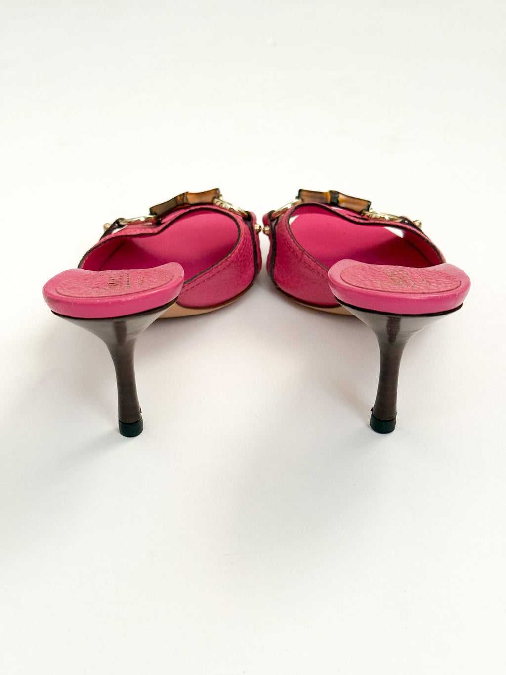 Gucci Pink Leather Bamboo Heels