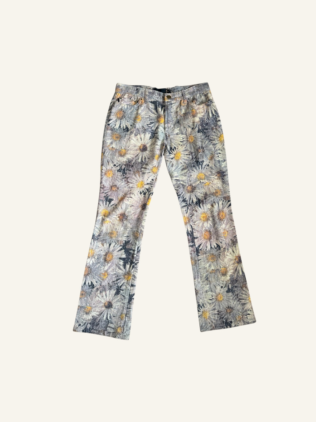 Just Cavalli Grey Flower Patterned Pants