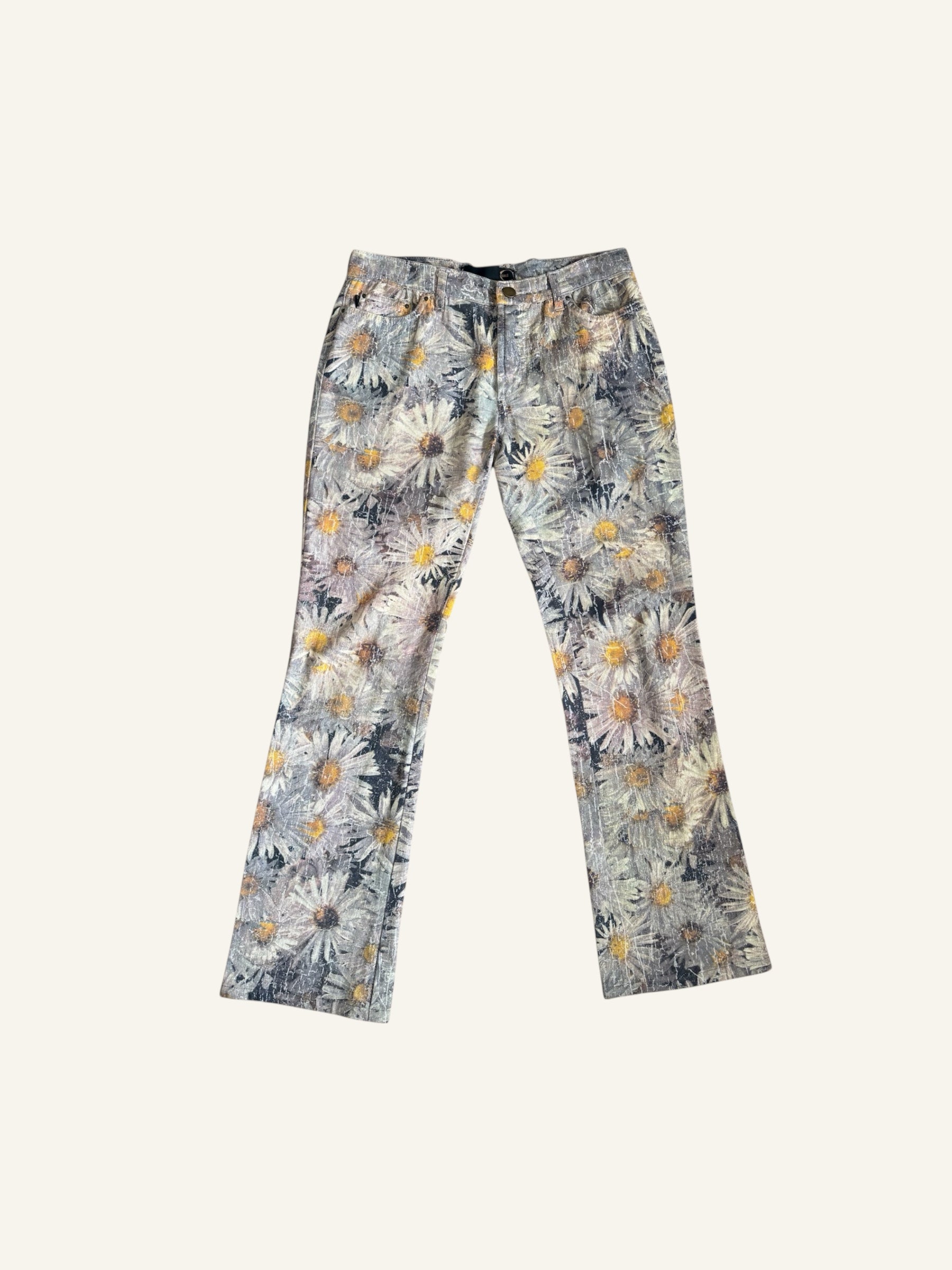 Just Cavalli Grey Flower Patterned Pants