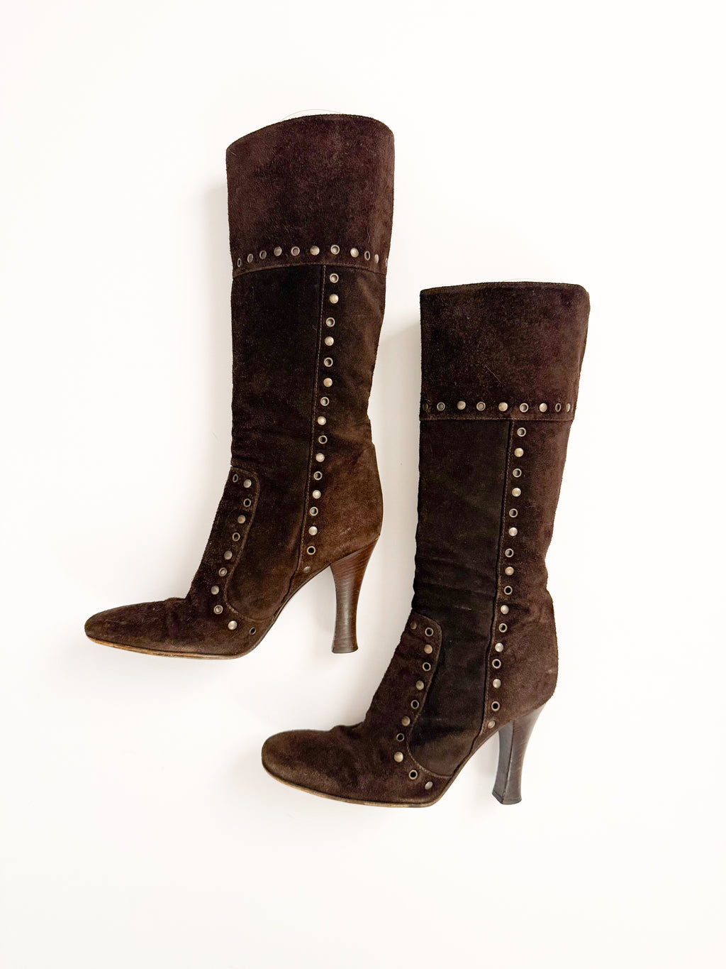 Dolce & Gabbana Brown Suede Studded Boots