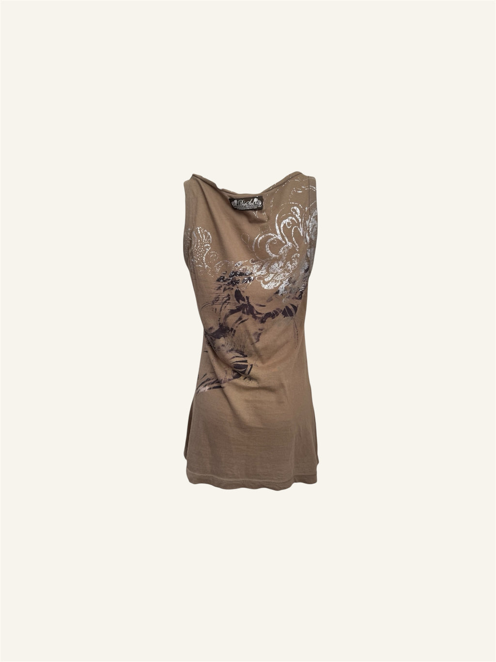 Diesel Beige Abstract Graphic Tank Top