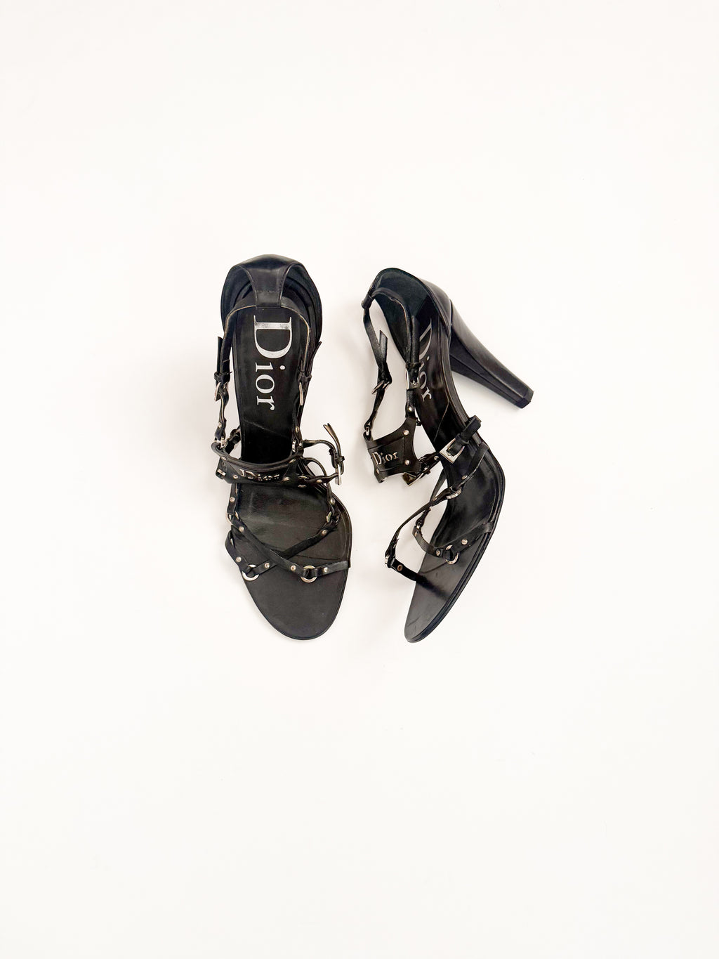 Christian Dior F/W 2003 Black Leather Bondage Heels