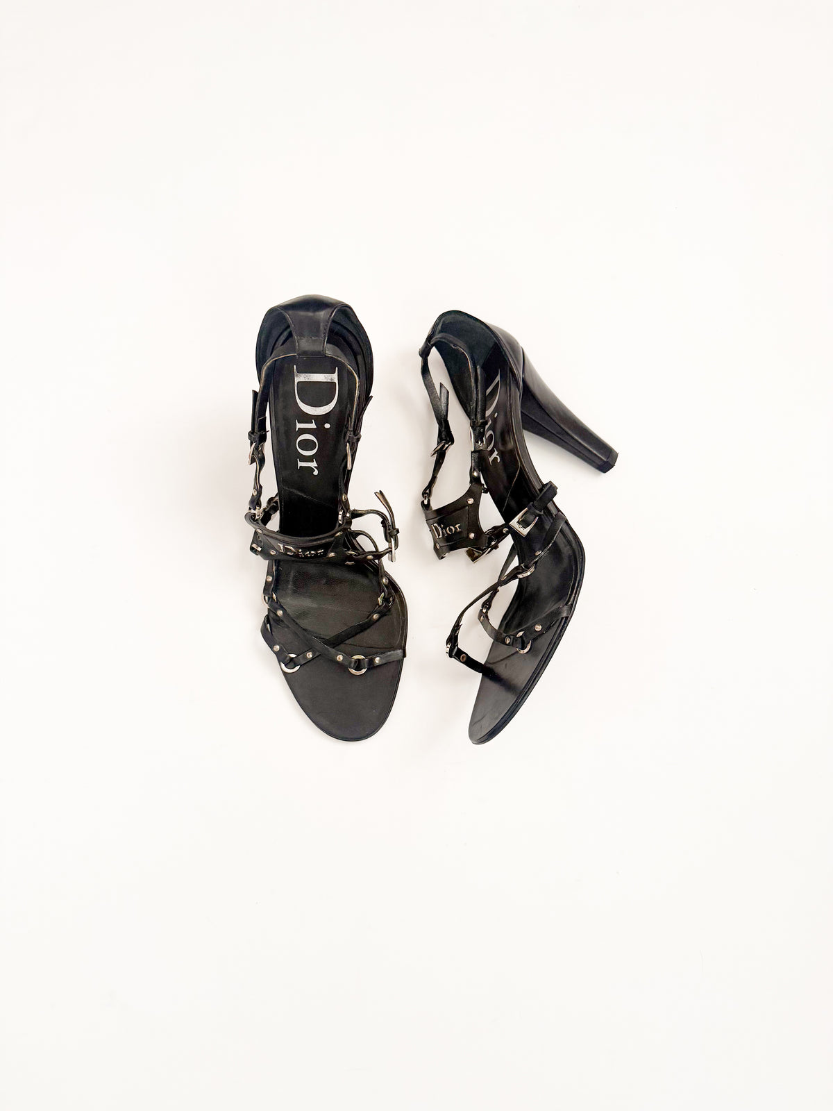 Christian Dior F/W 2003 Black Leather Bondage Heels