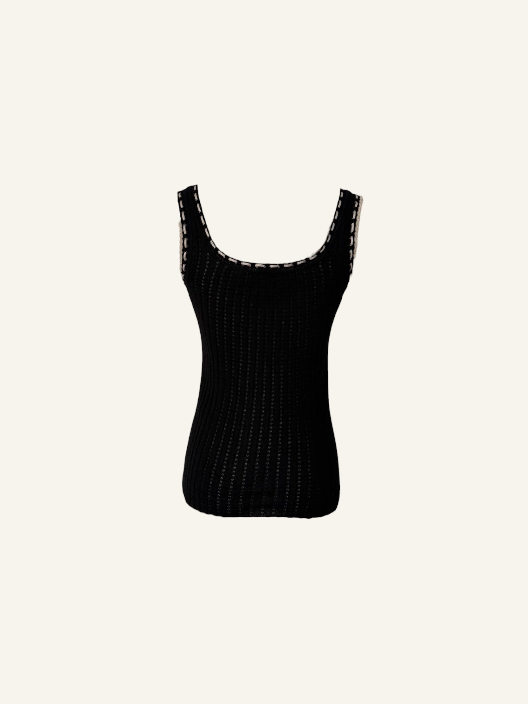 Dolce & Gabbana Black Cashmere Embroidered Top