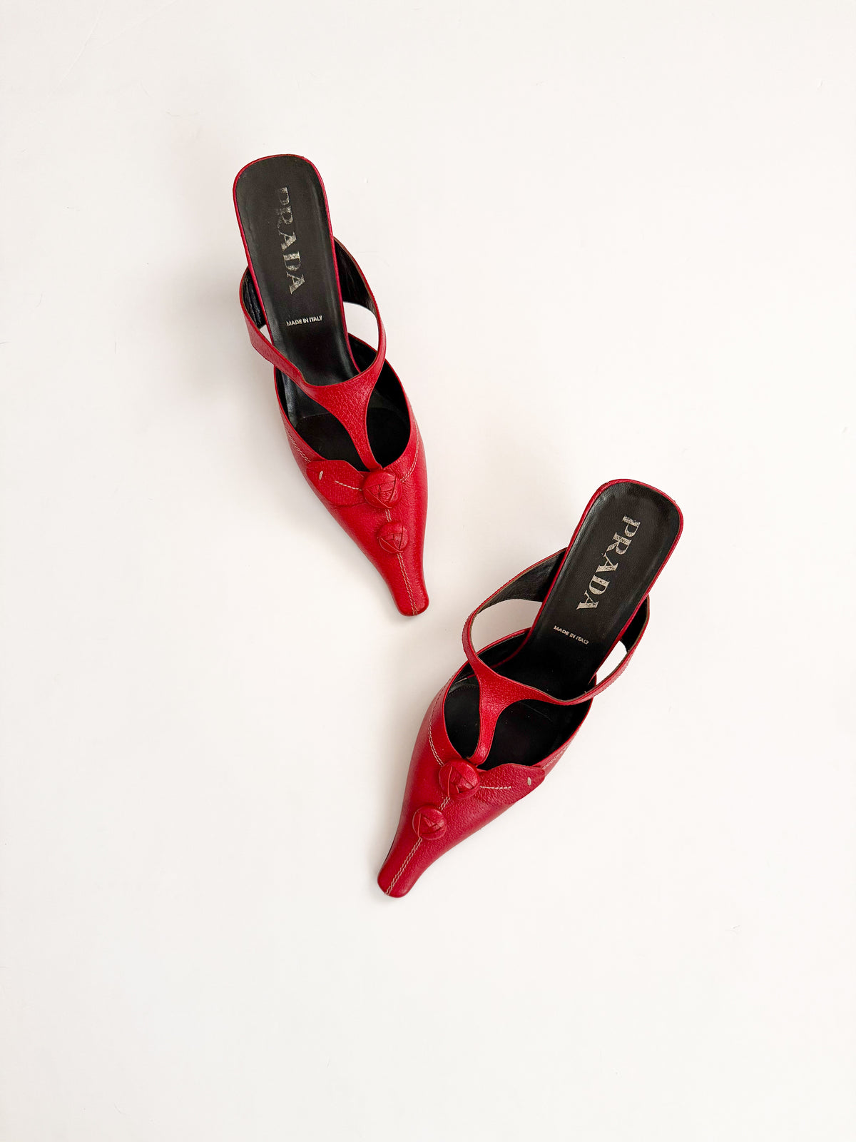 Prada S/S 2000 Red Flower Pointed Mules