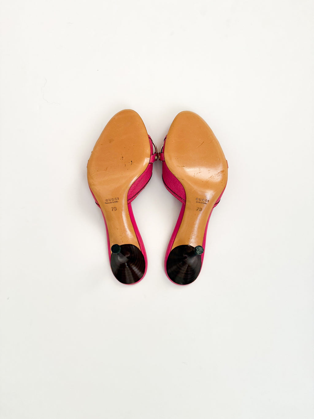 Gucci Pink Leather Bamboo Heels