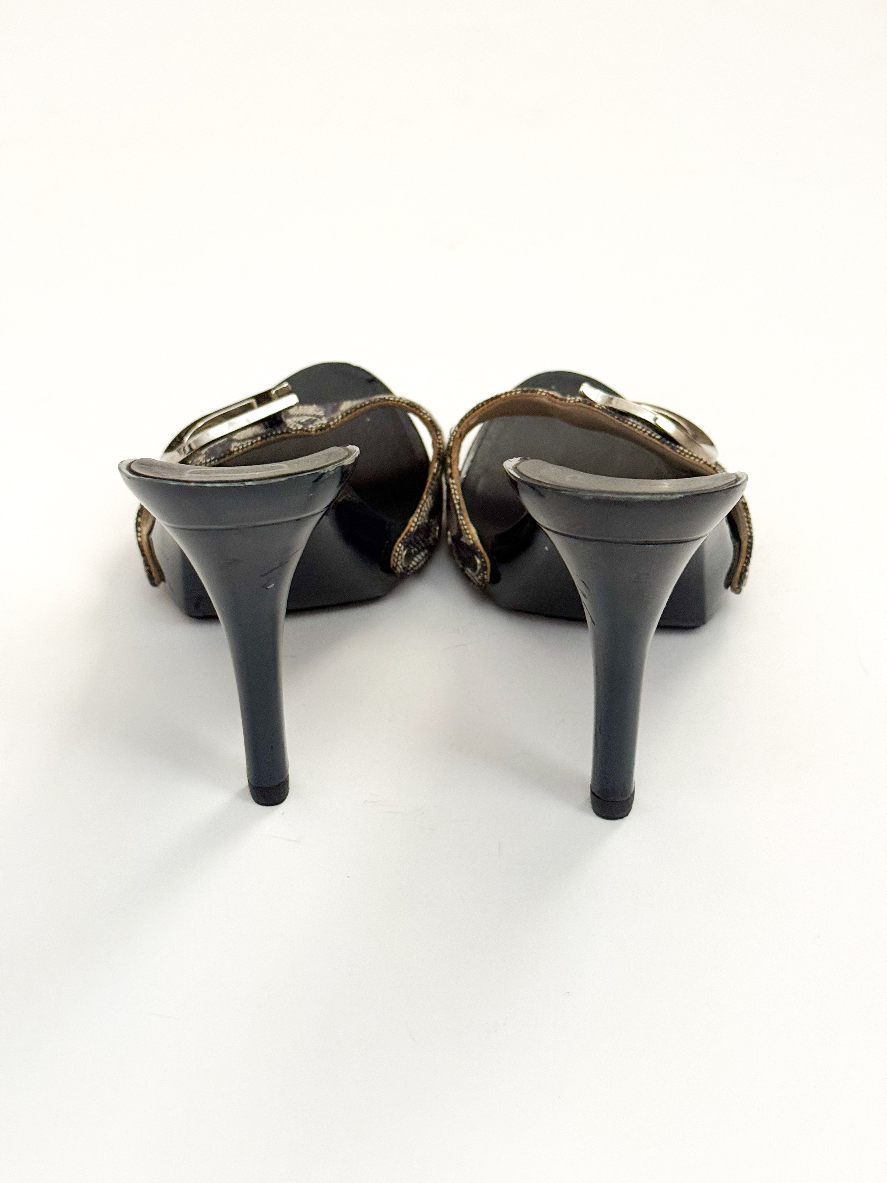 Christian Dior Blue Monogram Canvas Trotter Heels