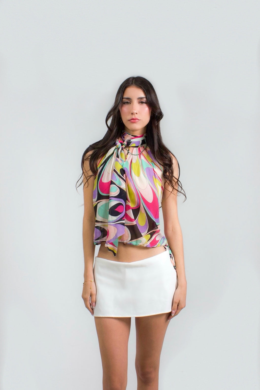 Emilio Pucci Silk Scarf Tie Halter Top