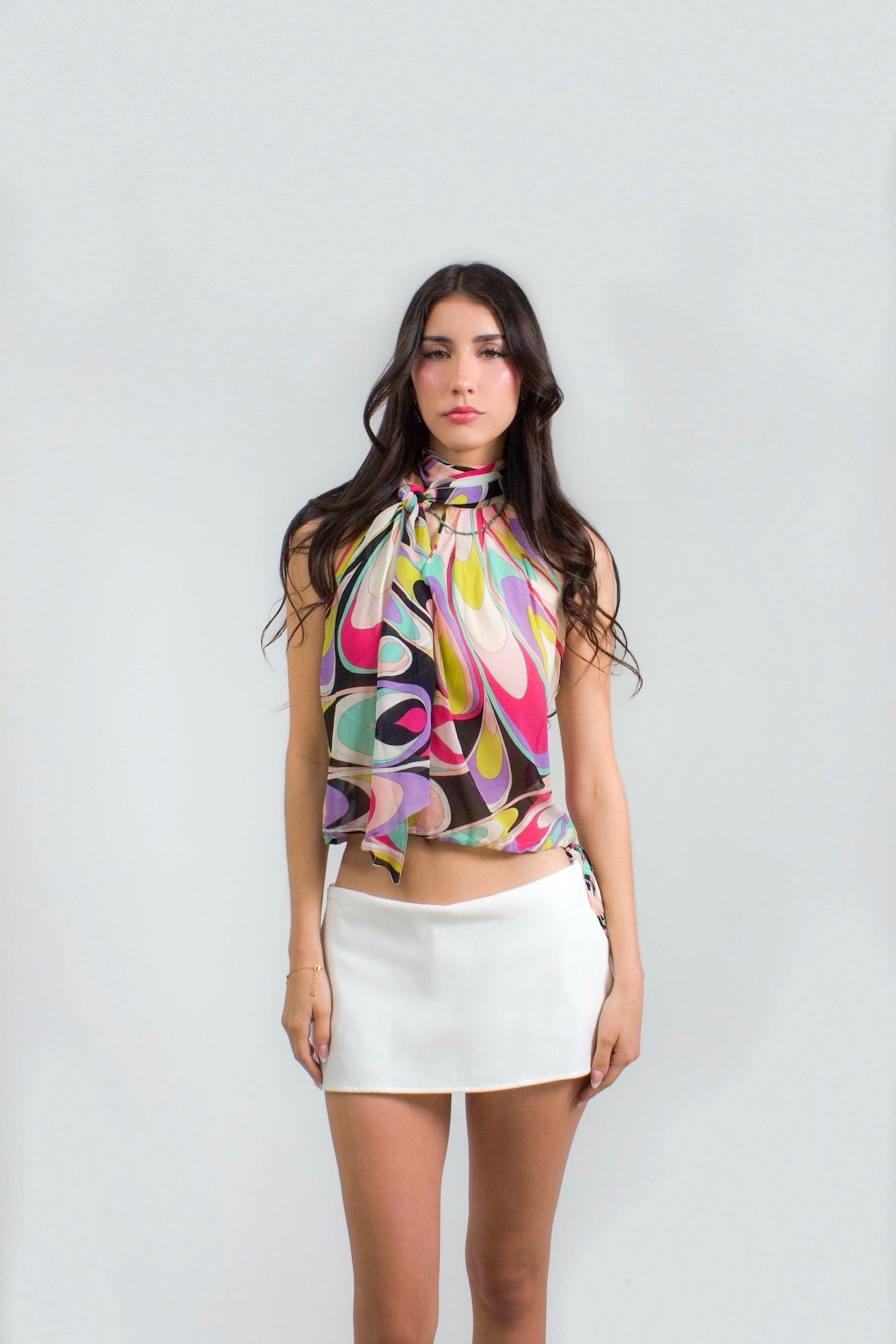 Emilio Pucci Silk Scarf Tie Halter Top