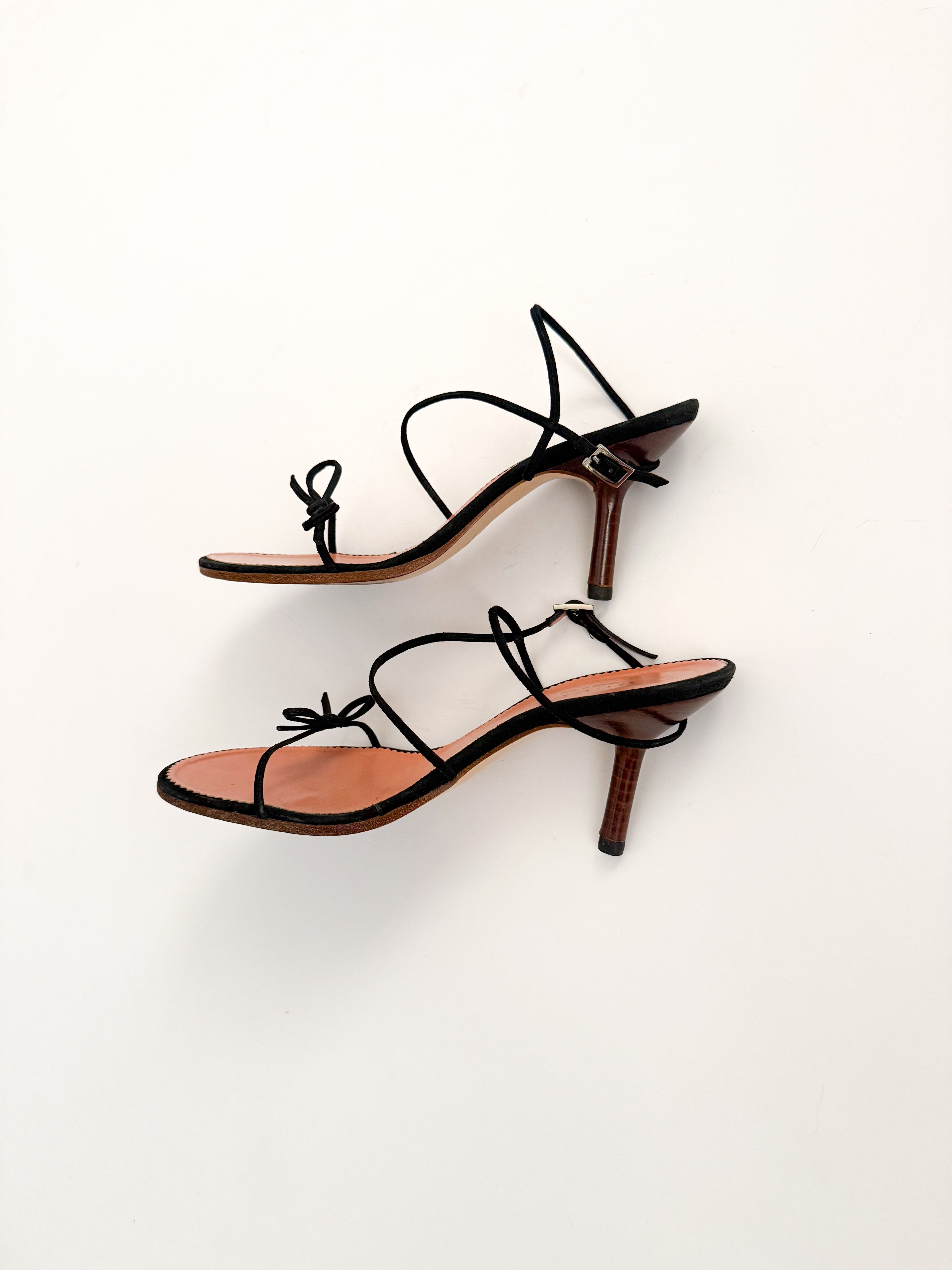 Gucci Thin Strappy Black Bow Heels