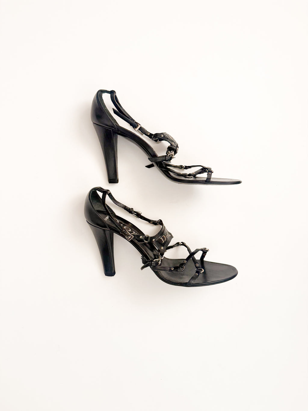Christian Dior F/W 2003 Black Leather Bondage Heels