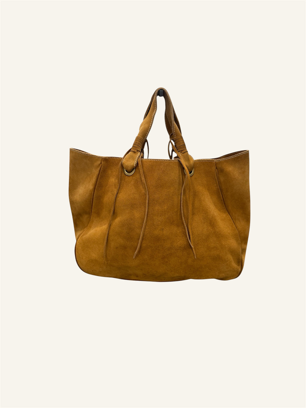Dolce & Gabbana Tan Suede Studded Fringe Tote