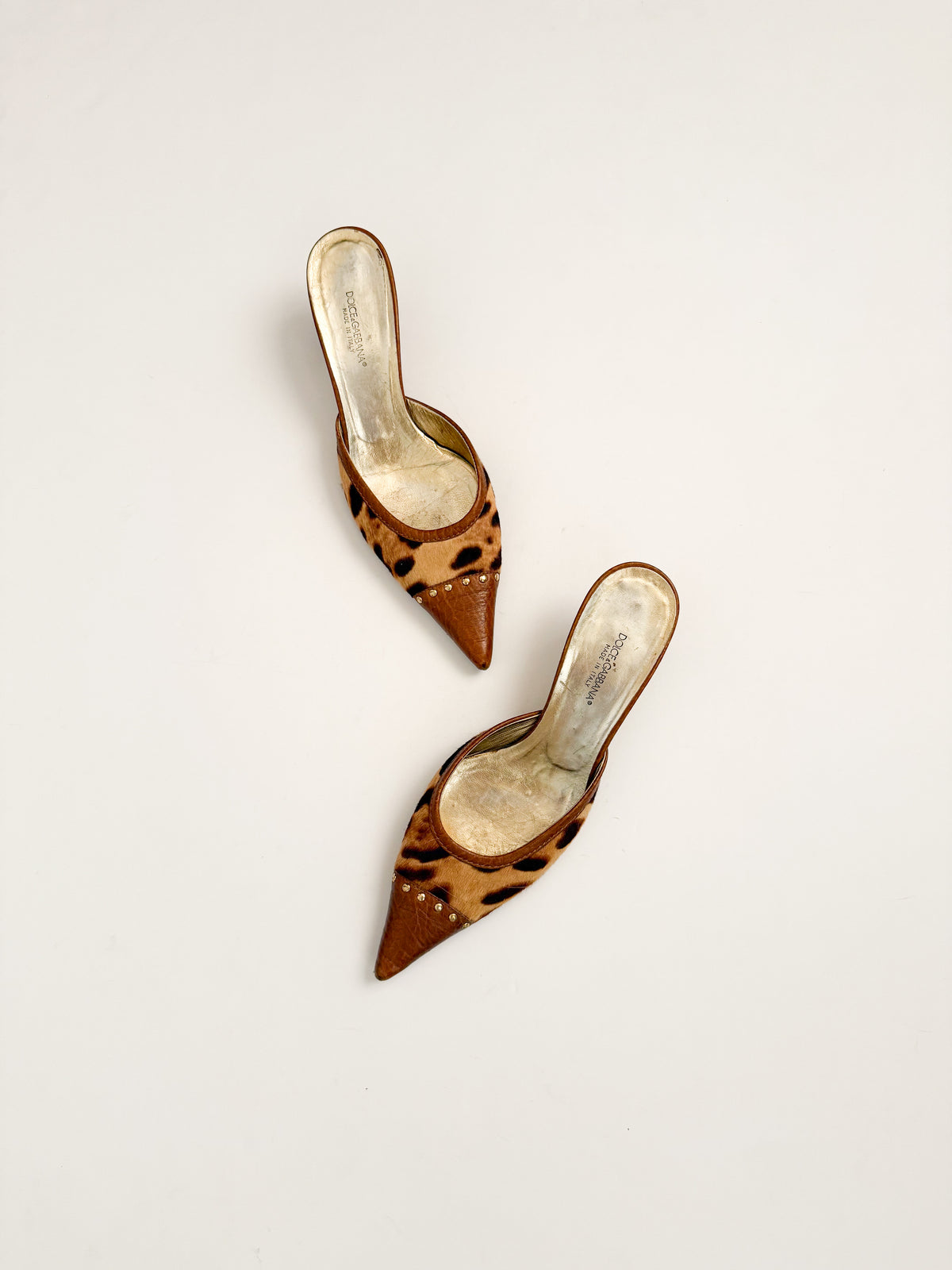 Dolce & Gabbana Leopard Ponyhair Pointed Mules