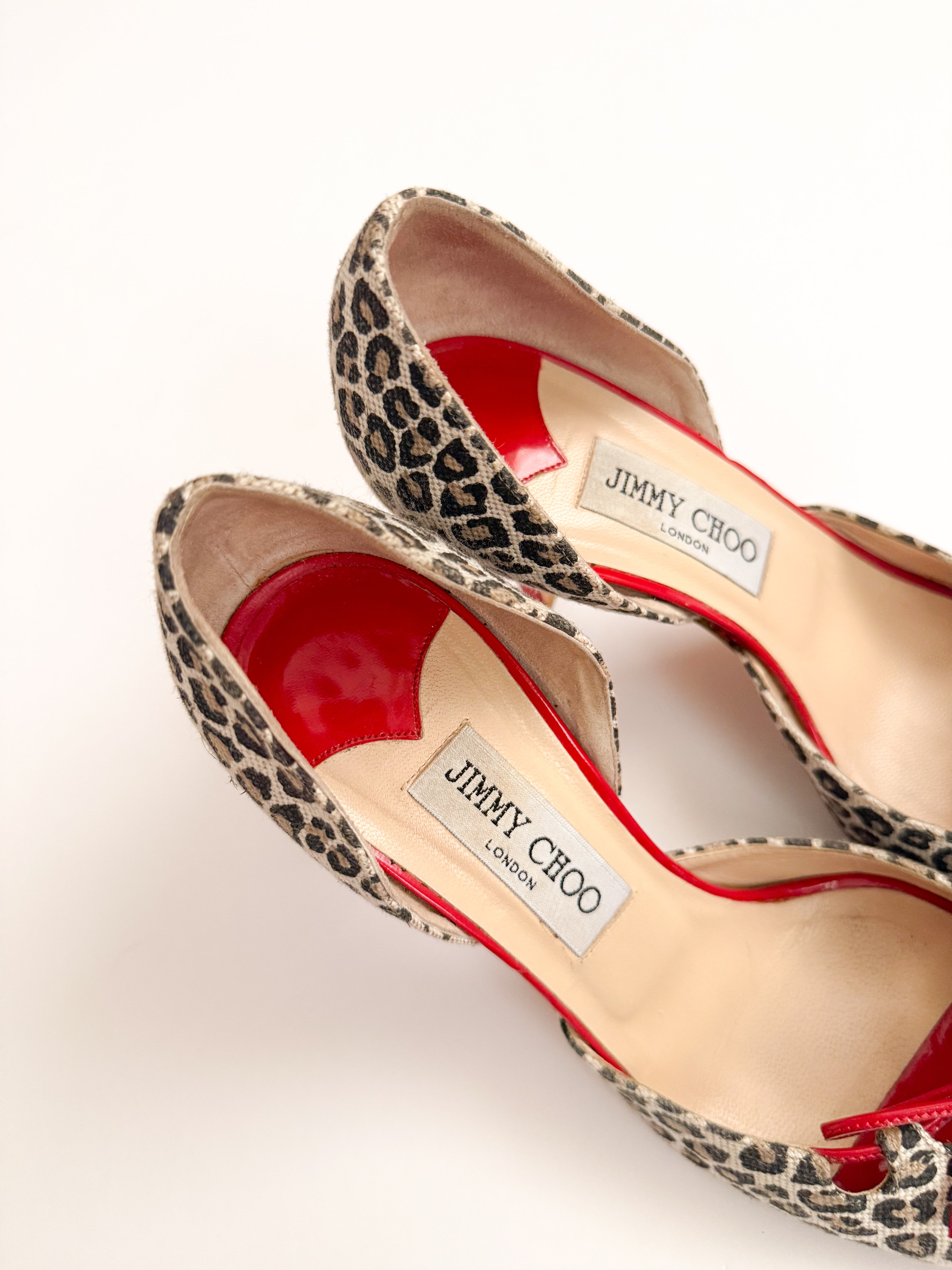 Jimmy Choo Red Bow Leopard D'Orsay Pumps