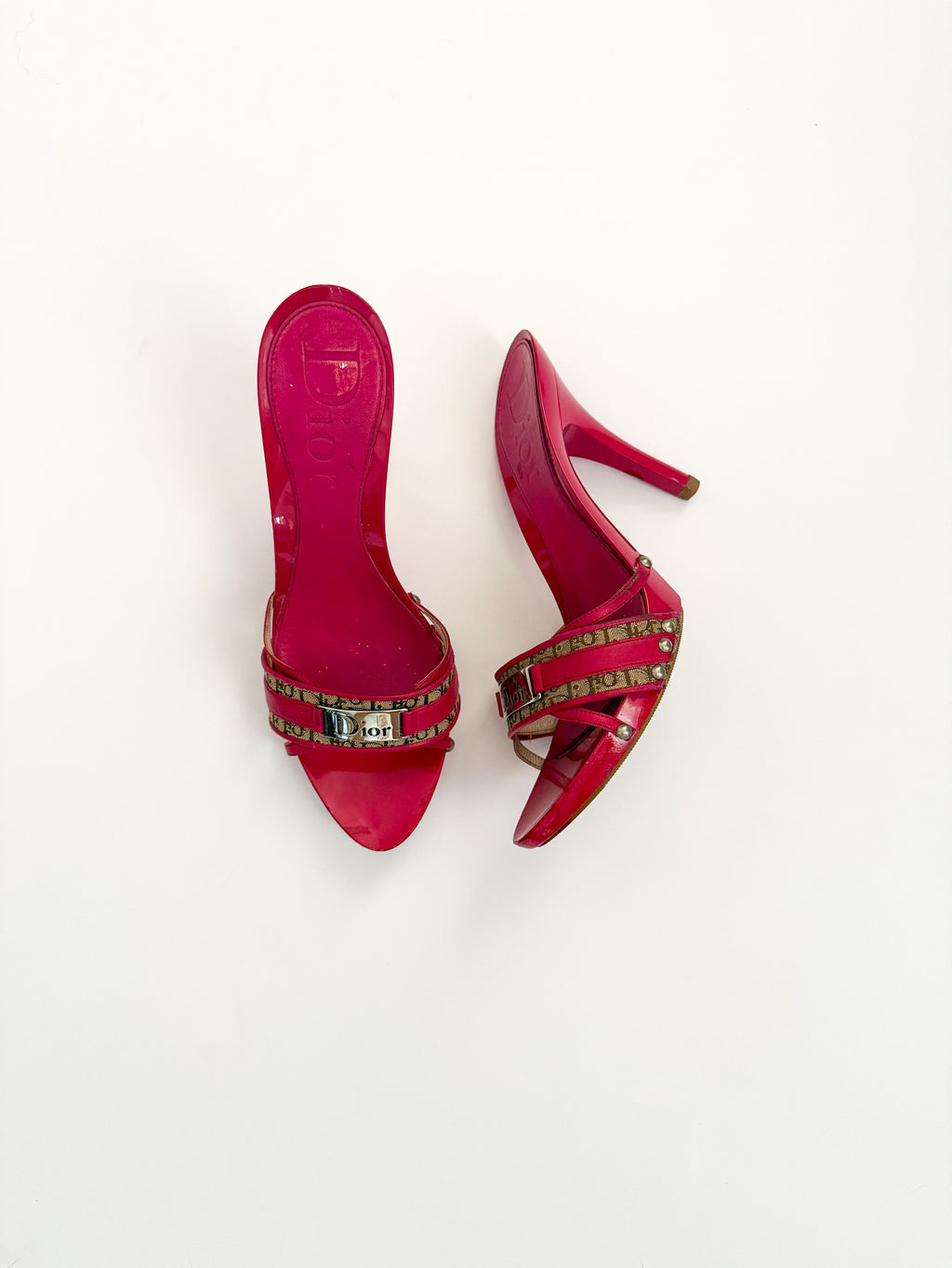 Christian Dior Hot Pink Trotter Monogram Heels
