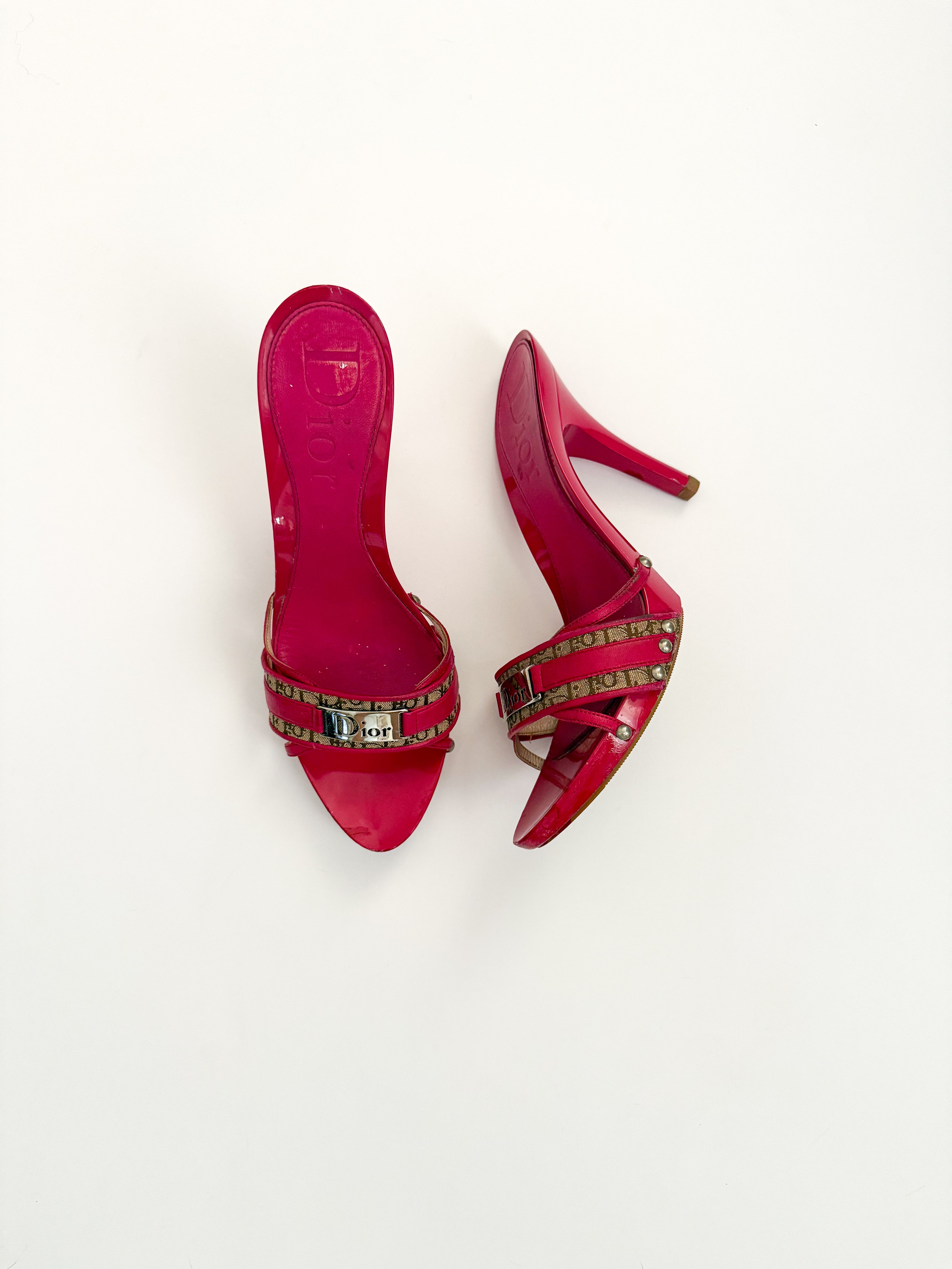 Christian Dior Hot Pink Trotter Monogram Heels