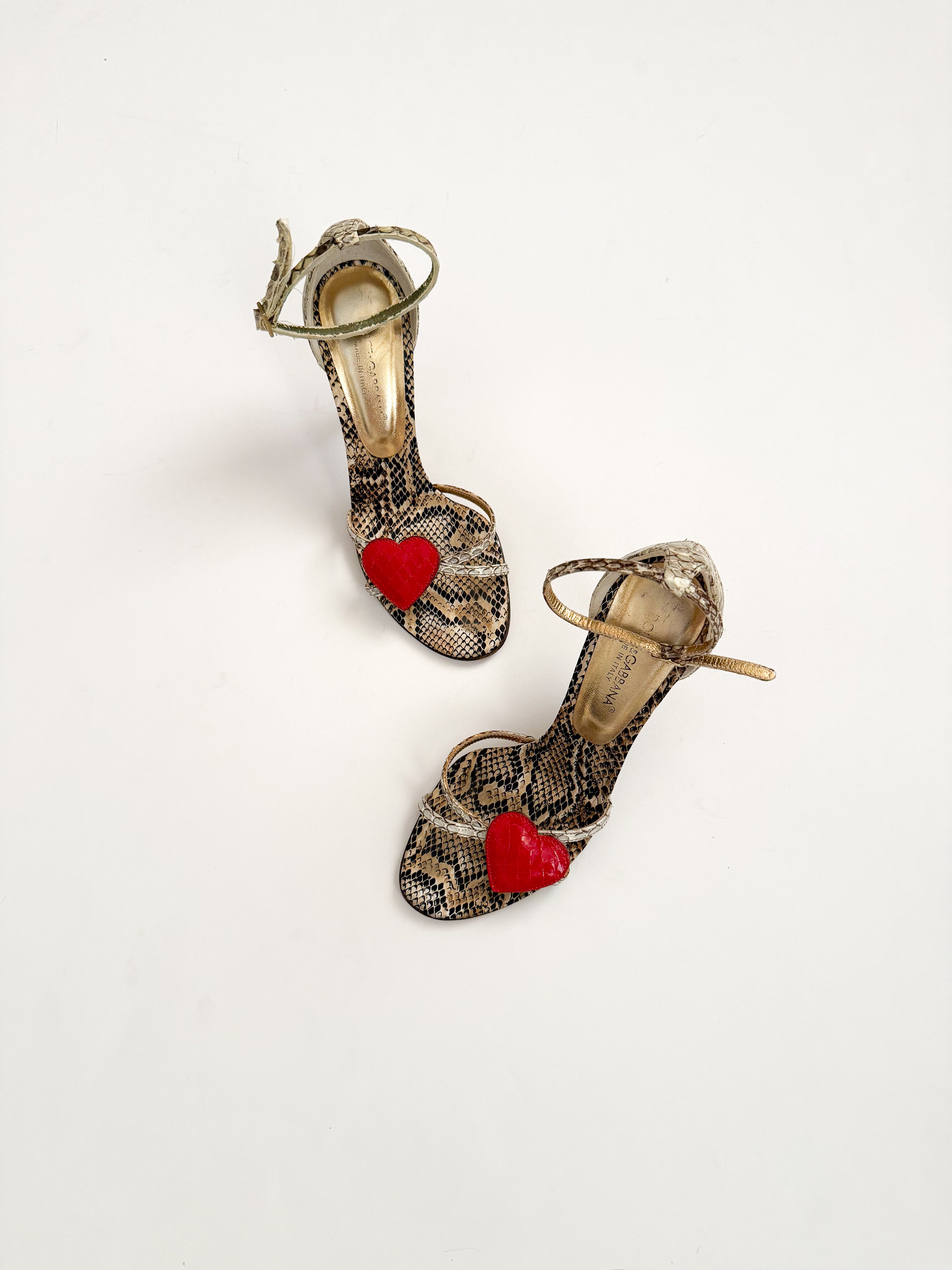 Dolce & Gabbana S/S 2005 Runway Snakeskin Heart Heels