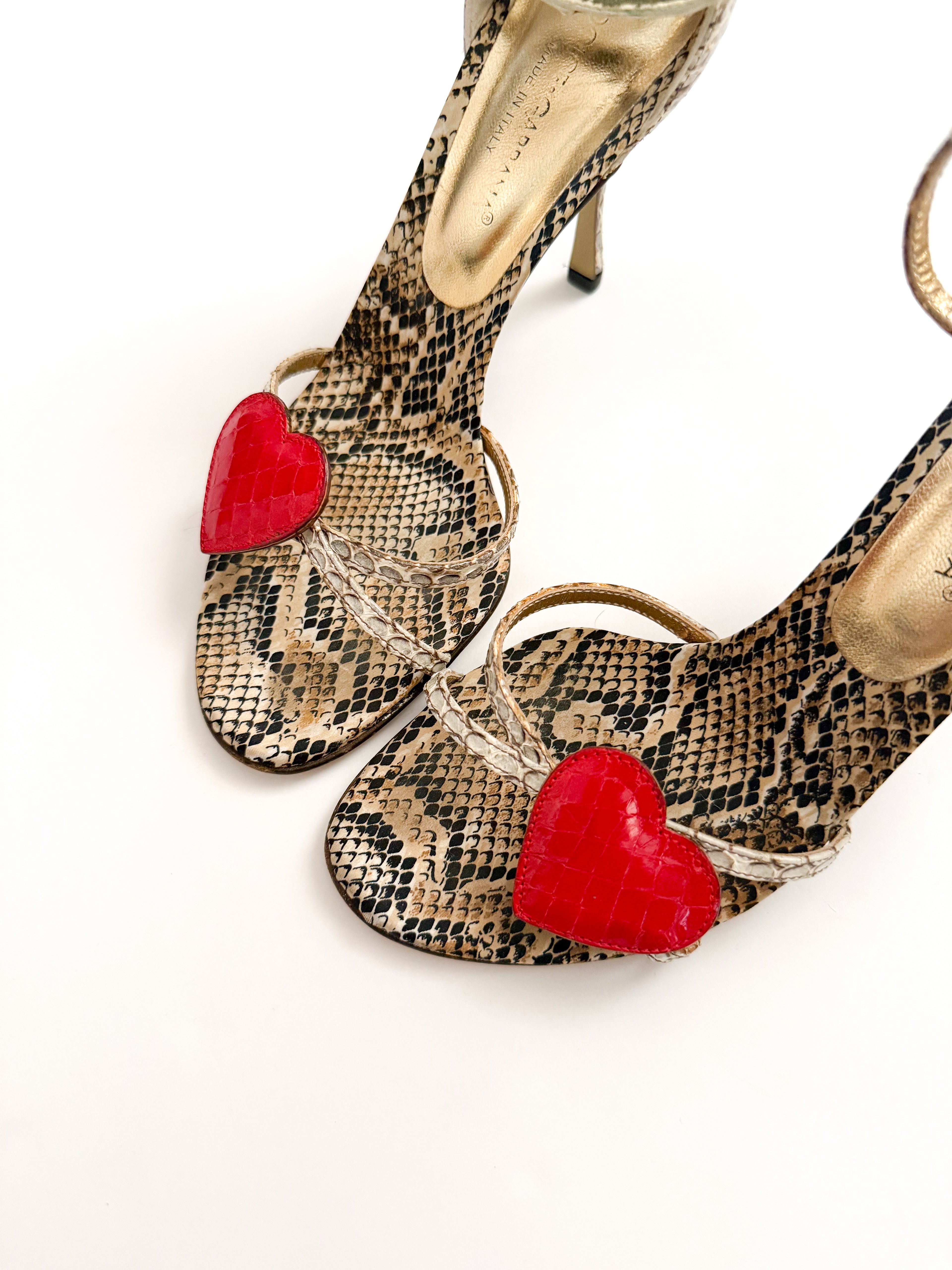 Dolce & Gabbana S/S 2005 Runway Snakeskin Heart Heels