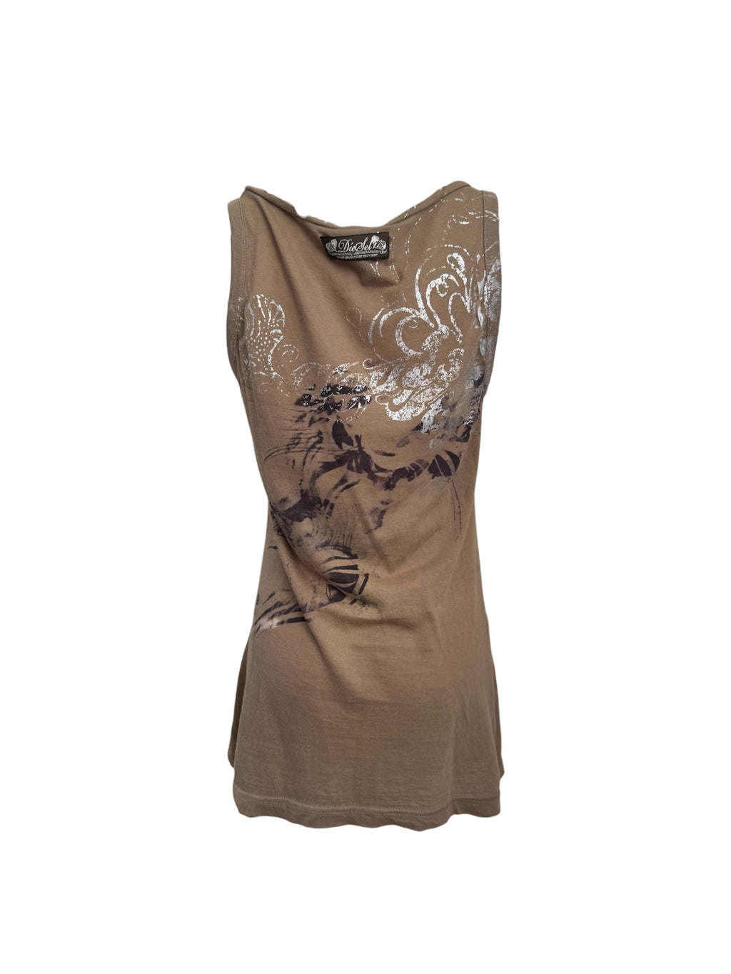 2000s Diesel Beige Abstract Graphic Tank Top