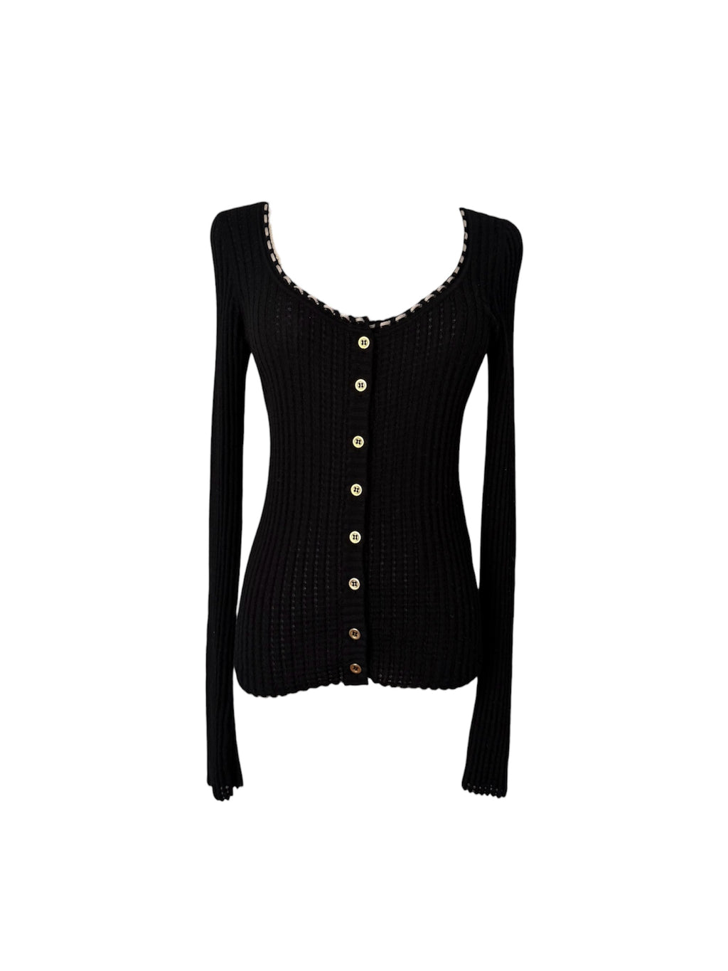 Dolce & Gabbana Black Cashmere Embroidered Cardigan
