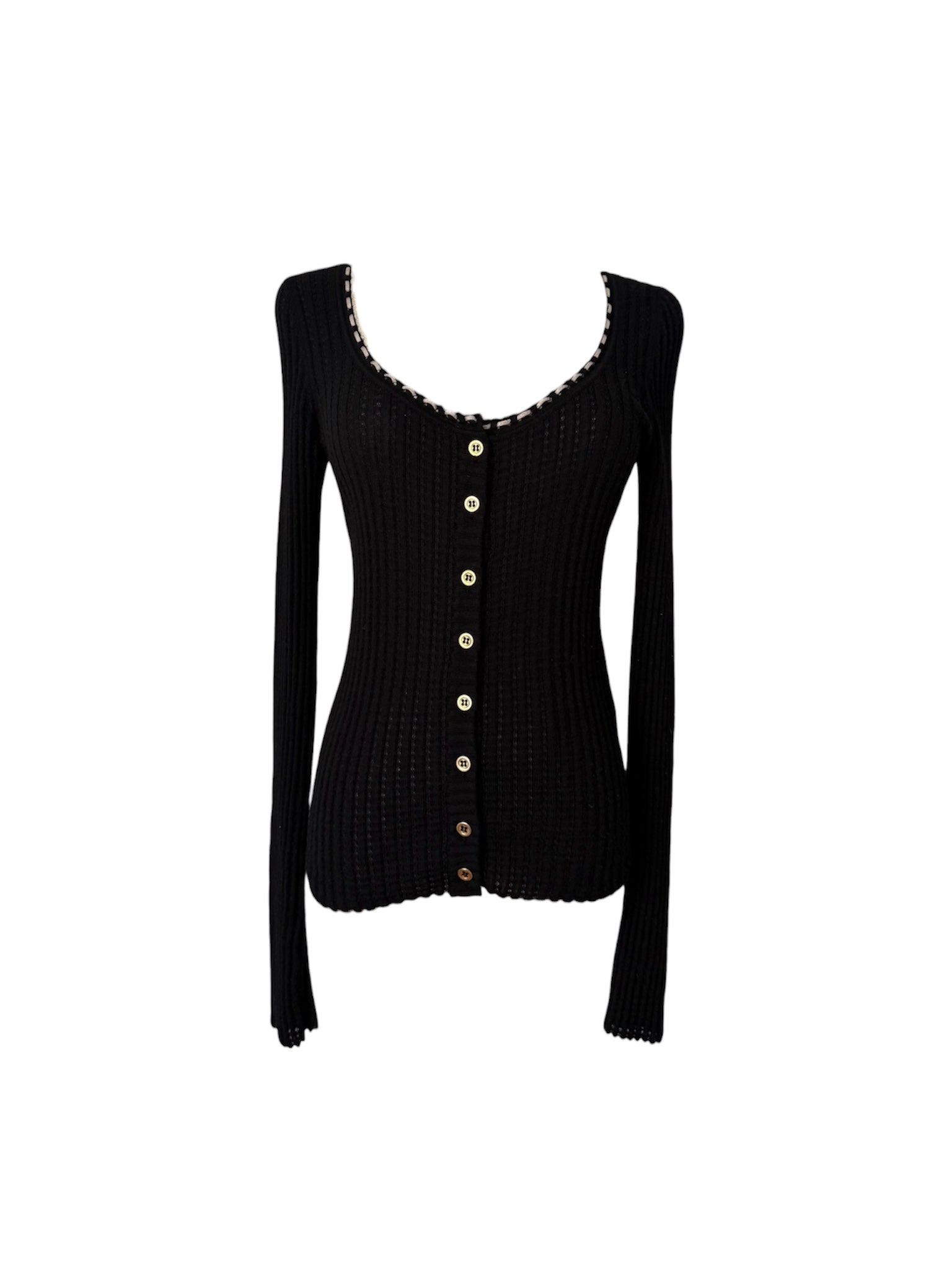 Dolce & Gabbana Black Cashmere Embroidered Cardigan