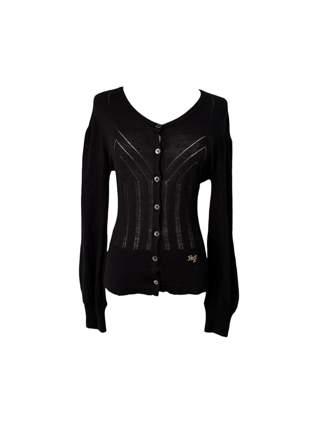 D&G Black Pointelle Button Cardigan