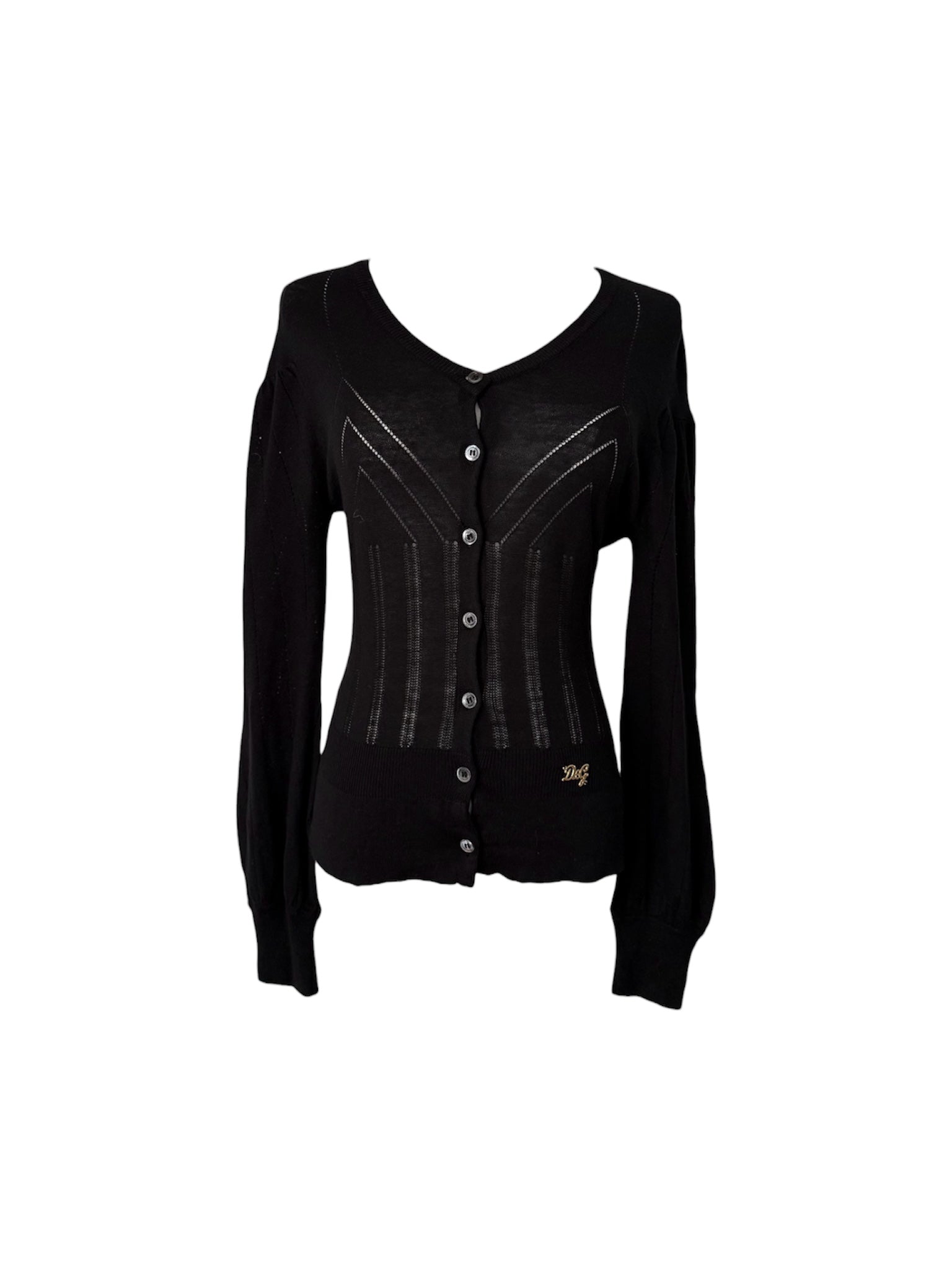 D&G Black Pointelle Button Cardigan