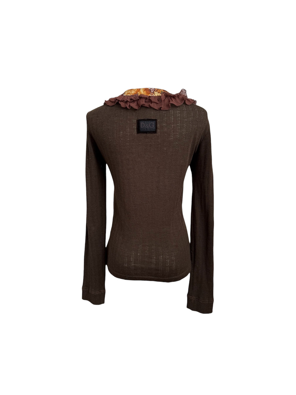 D&G Floral Ruffle Brown Long Sleeve Top