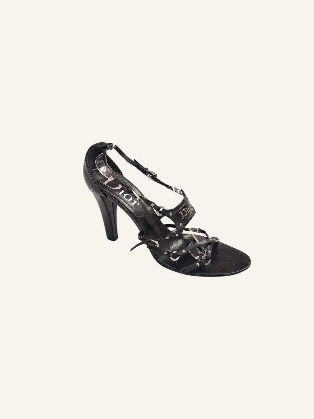 Christian Dior F/W 2003 Black Leather Bondage Heels