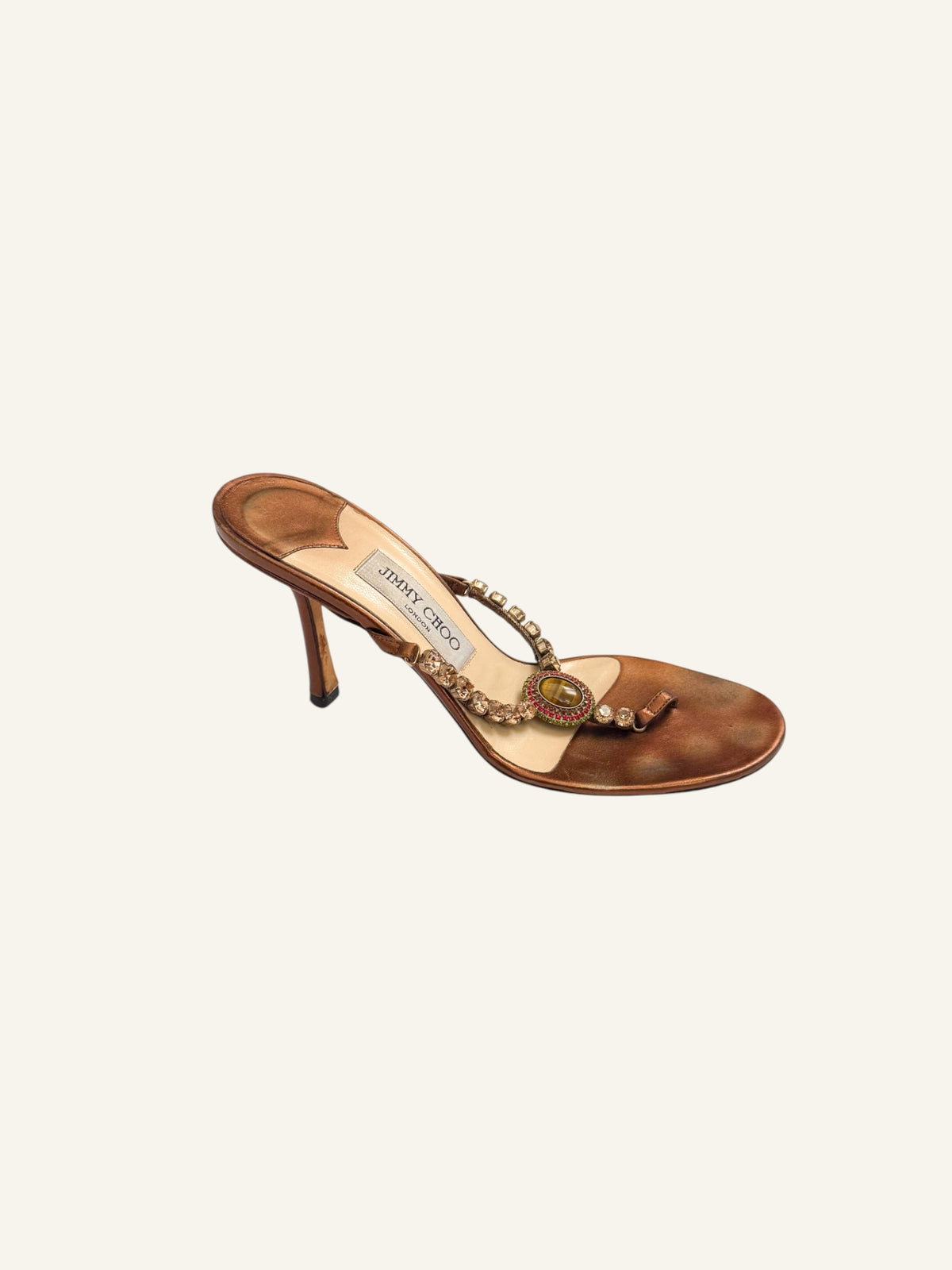 Jimmy Choo Brown Jewel Thong Heels