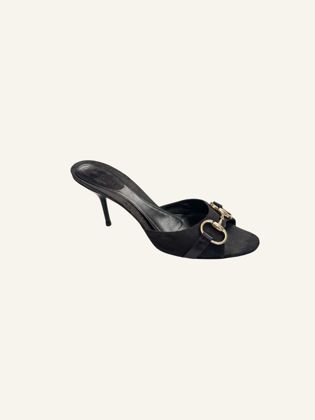 Gucci Black Monogram Horsebit Heels