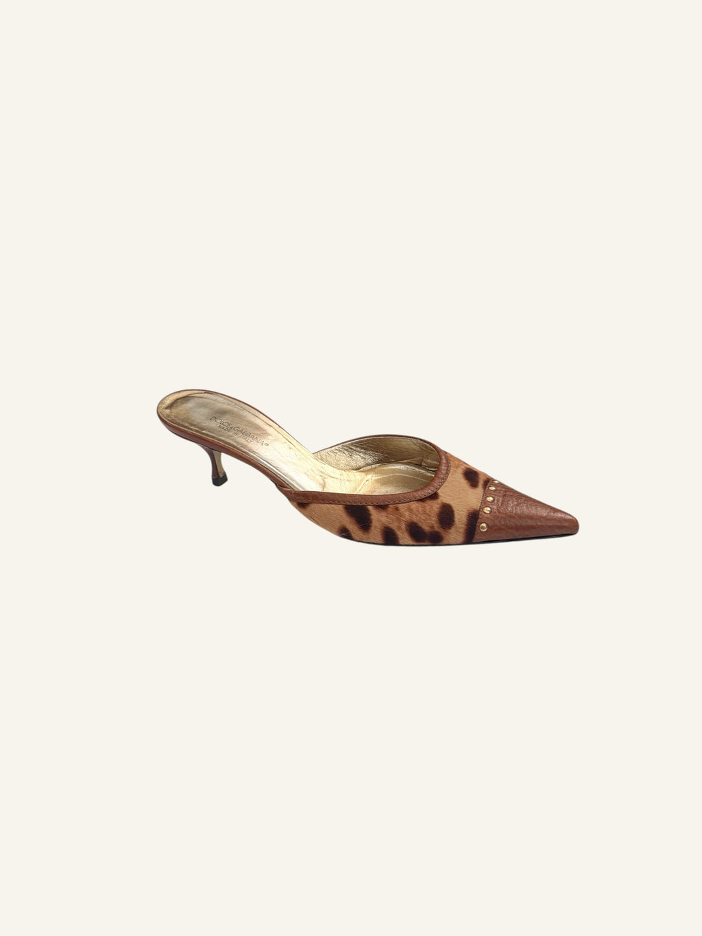Dolce & Gabbana Leopard Ponyhair Pointed Mules