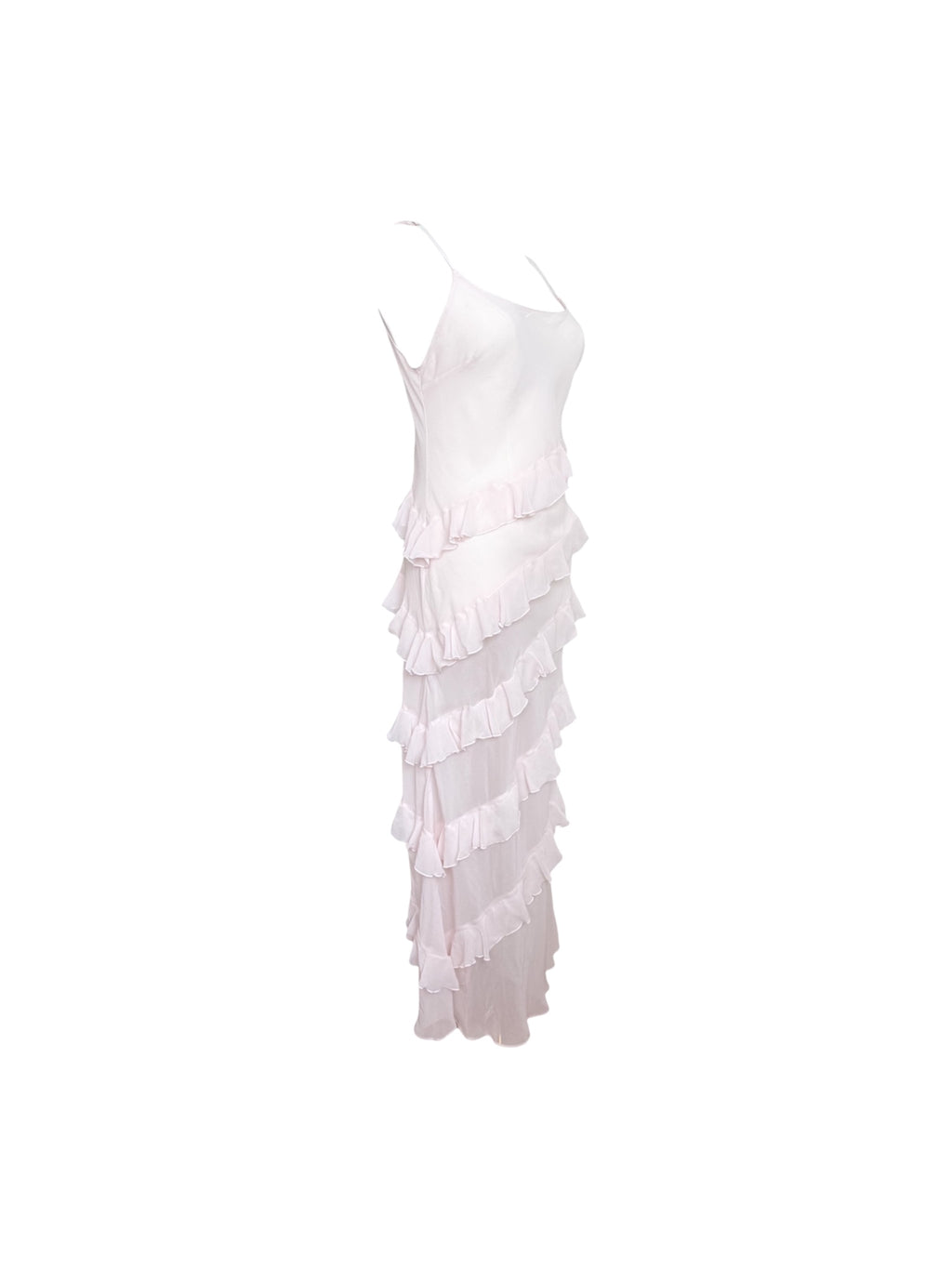 Victoria's Secret Baby Pink Sheer Slip Ruffle Maxi Dress