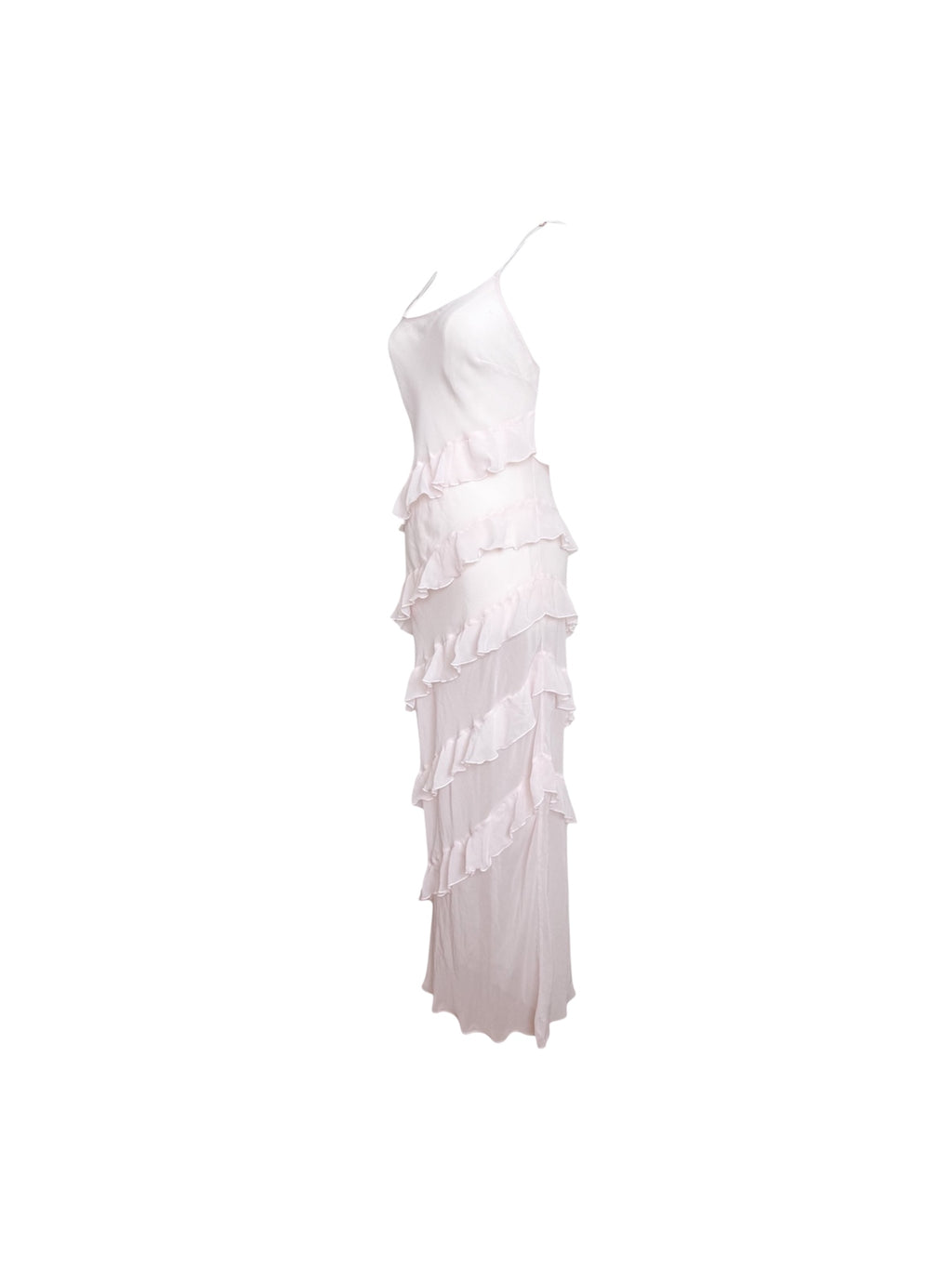 Victoria's Secret Baby Pink Sheer Slip Ruffle Maxi Dress