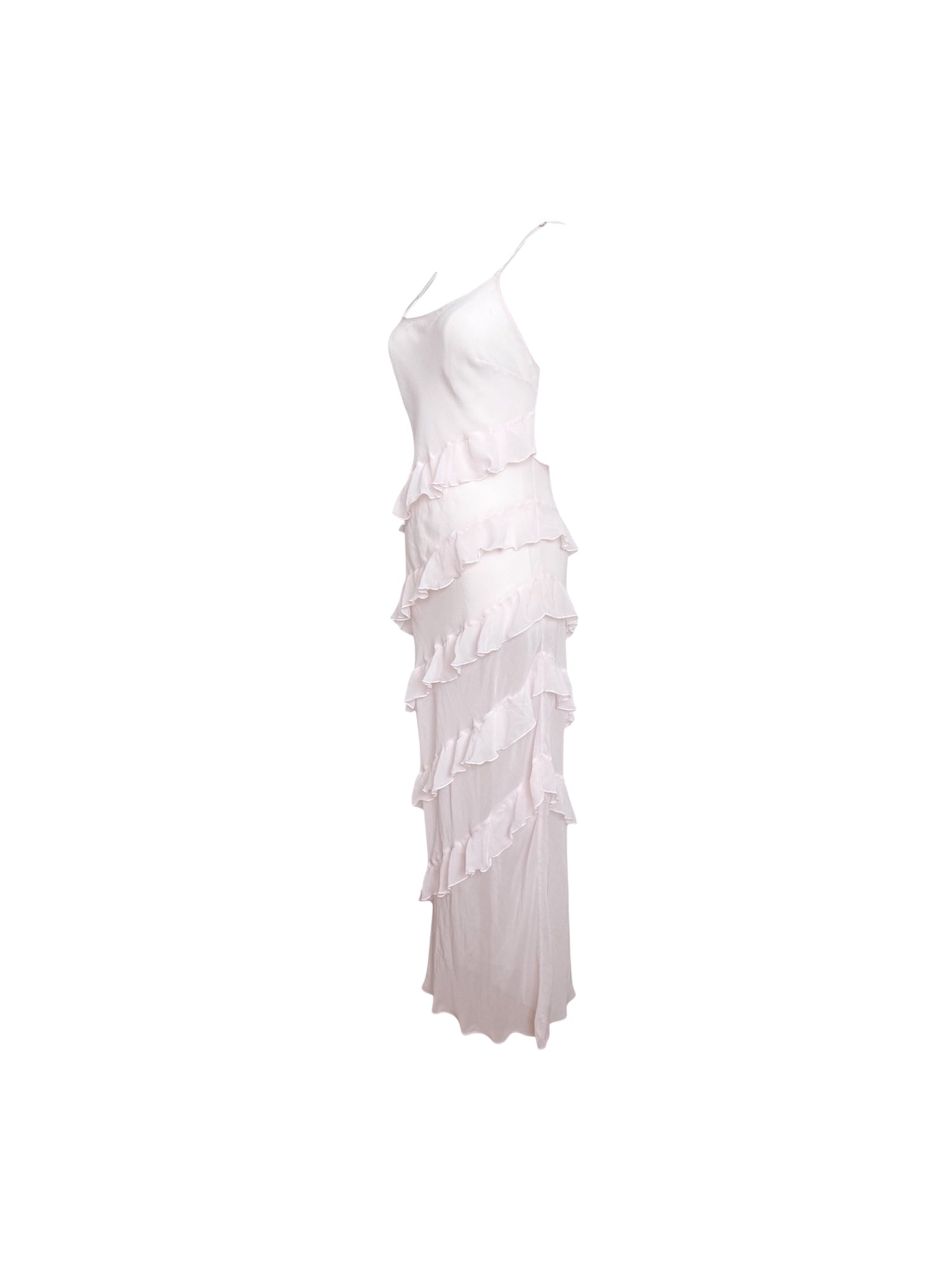 Victoria's Secret Baby Pink Sheer Slip Ruffle Maxi Dress