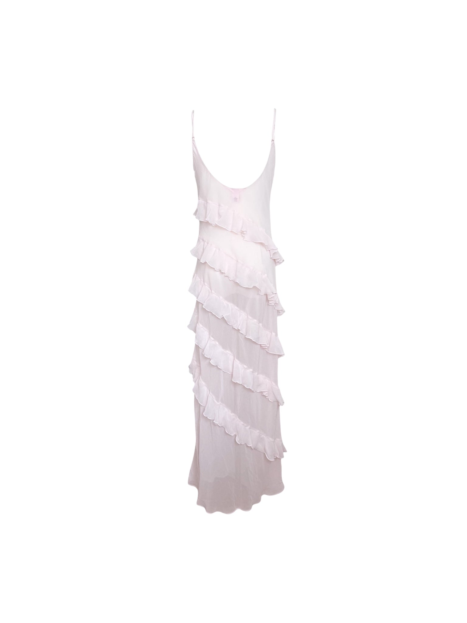 Victoria's Secret Baby Pink Sheer Slip Ruffle Maxi Dress