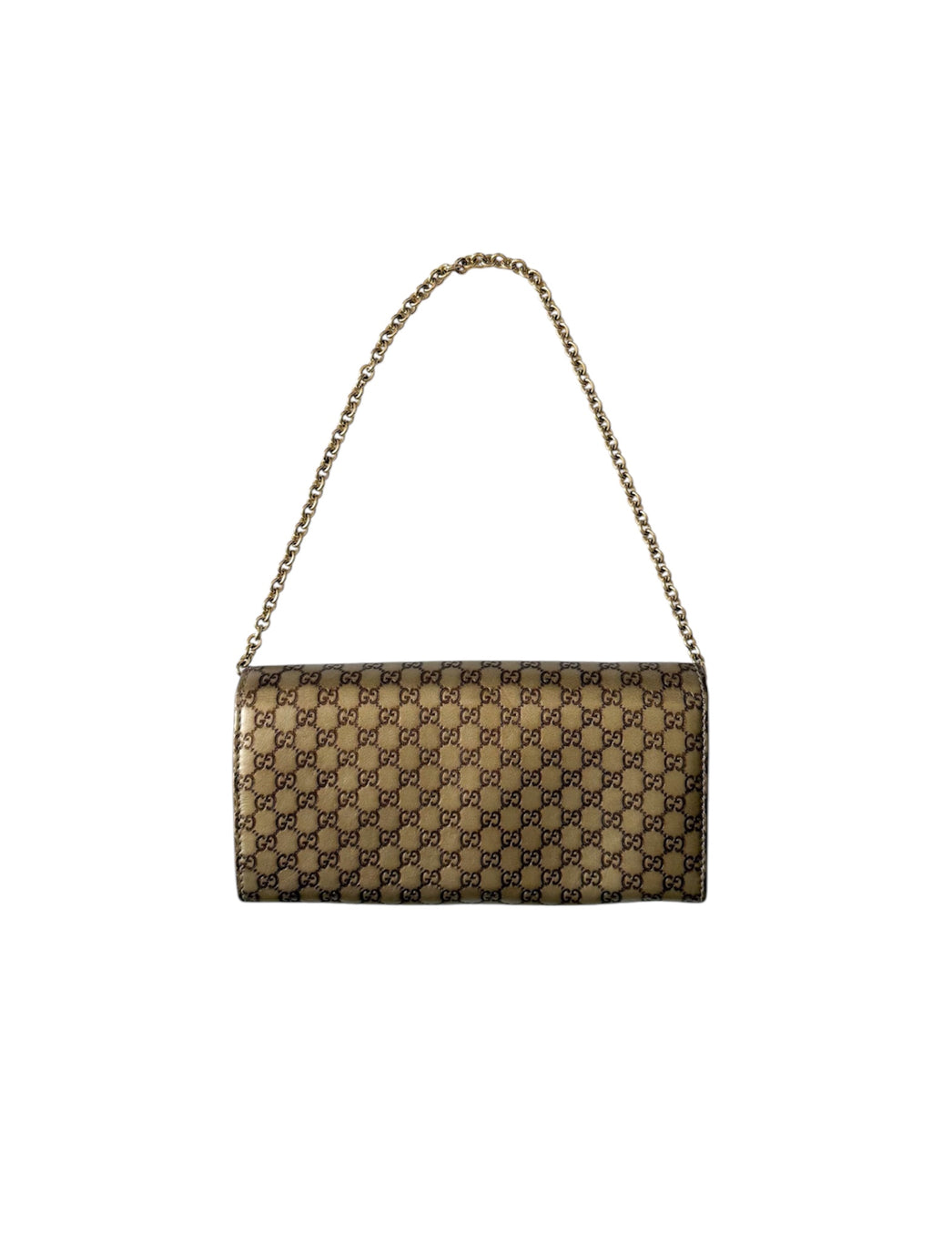Gucci Gold Monogram Wallet Chain Purse