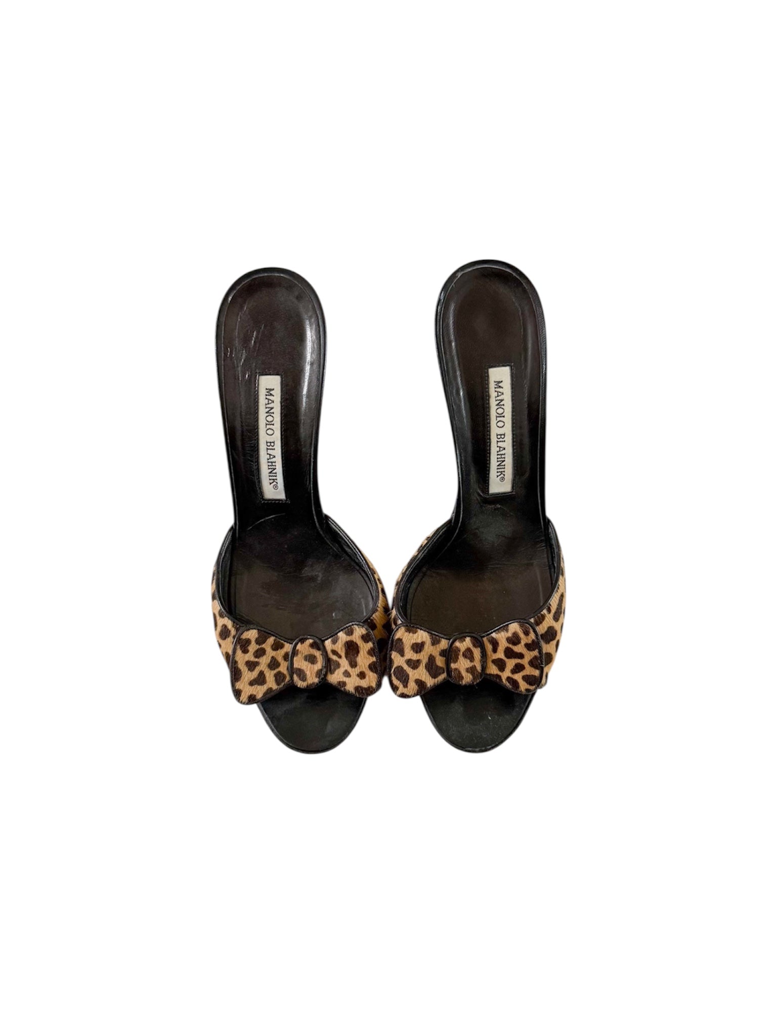 Manolo Blahnik Ponyhair Cheetah Print Bow Heels