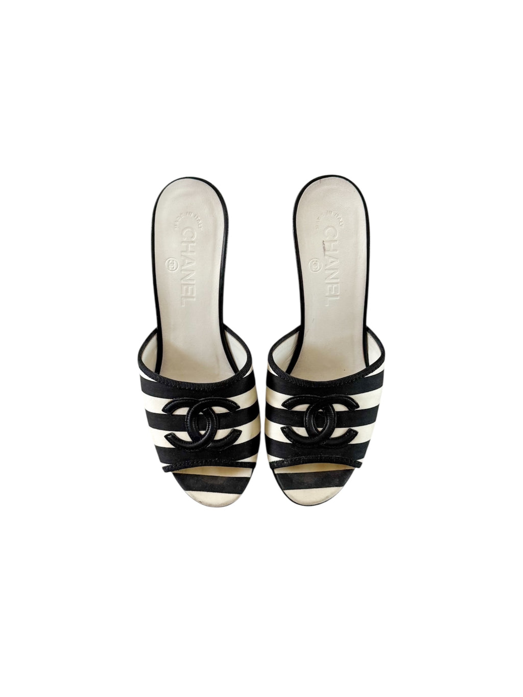 Chanel Cruise 2010 Black & White Striped Wedges