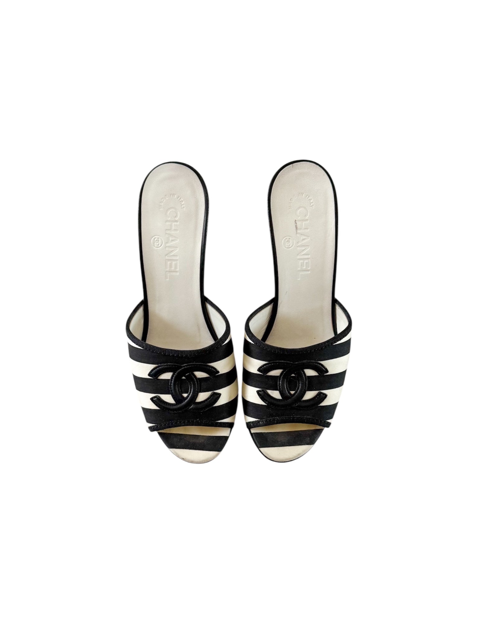 Chanel Cruise 2010 Black & White Striped Wedges
