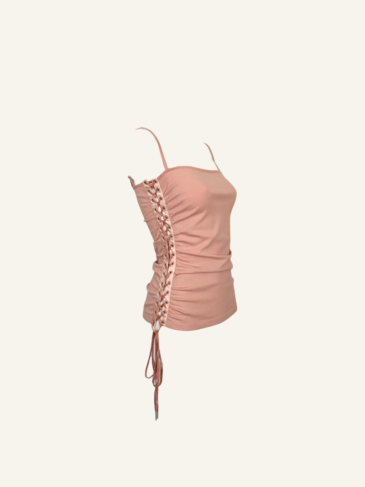 Dolce & Gabbana SS2003 Pink Lace Up Top