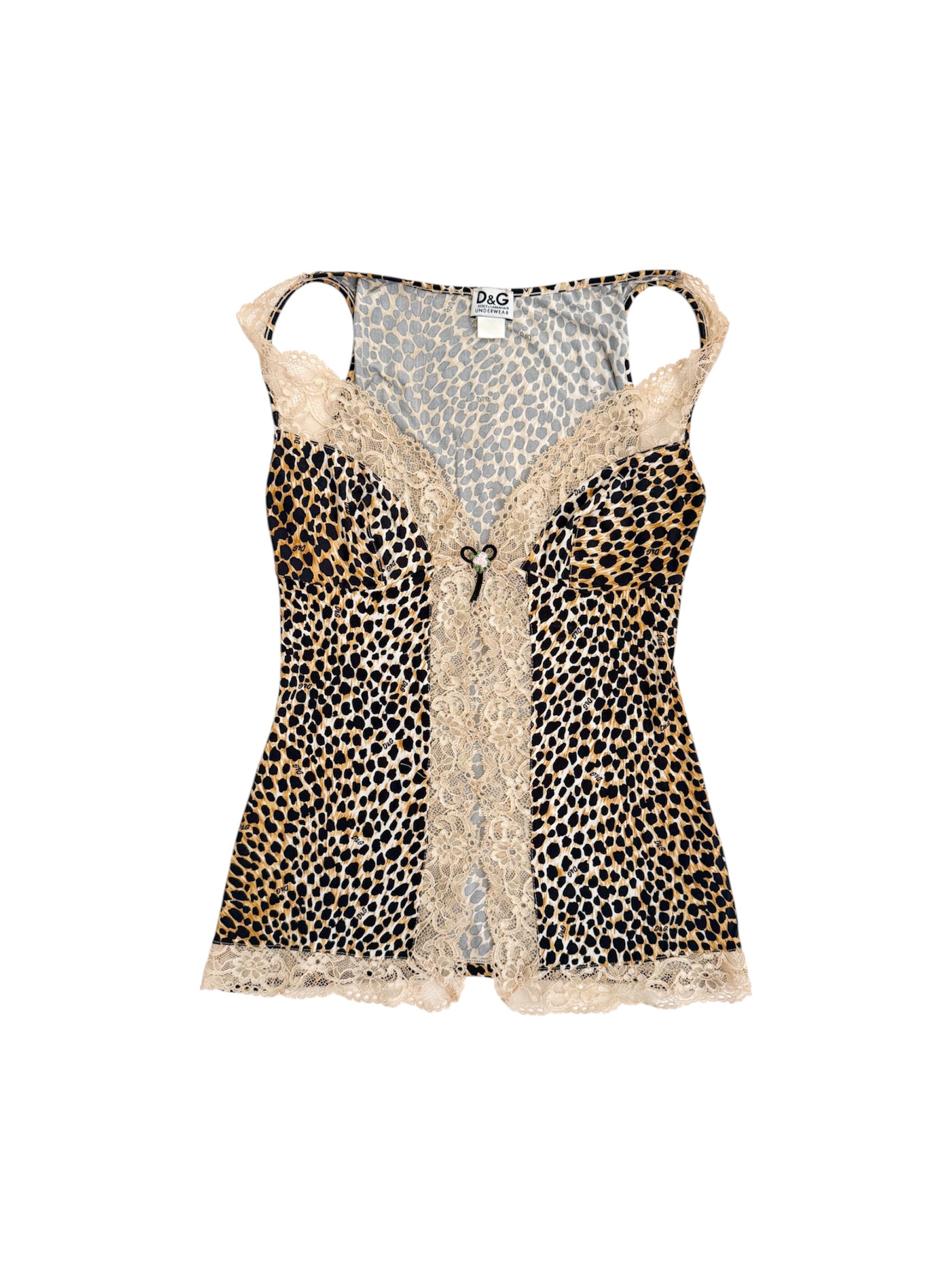 D&G Leopard Beige Lace Tank Top