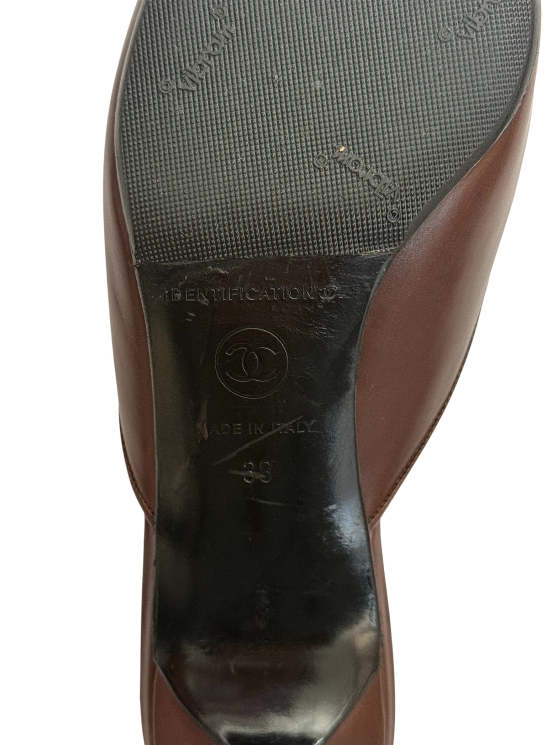 Chanel by Karl Lagerfield Brown Leather Mules