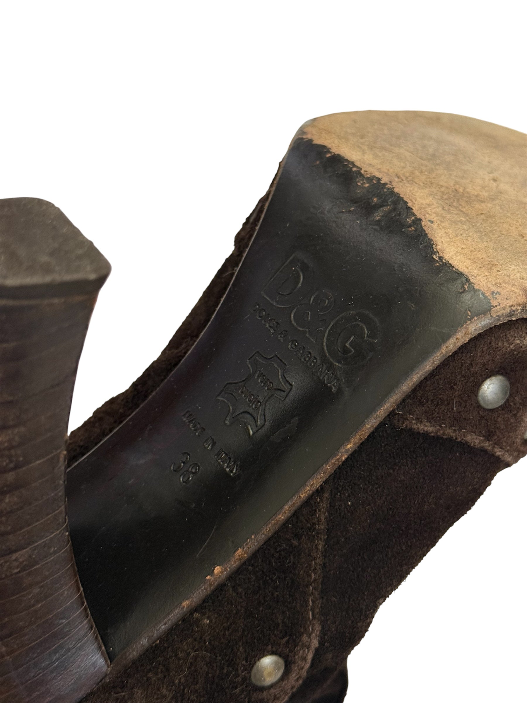 D&G Brown Suede Studded Boots