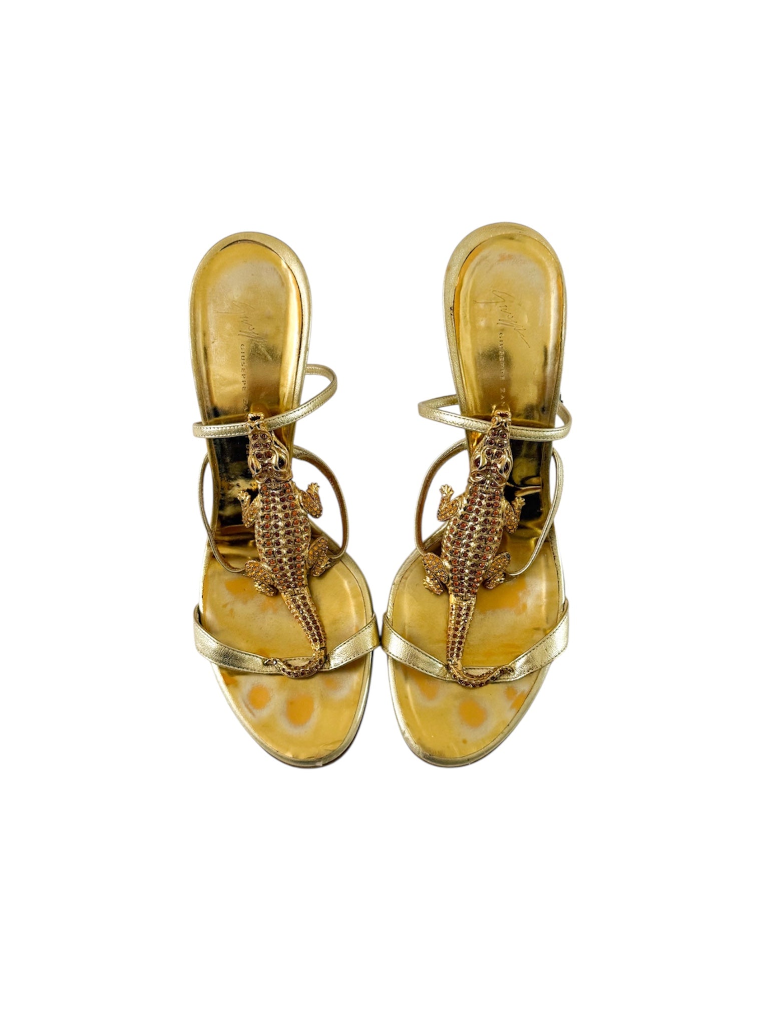 Giuseppe Zanotti S/S 2004 Gold Crocodile Heels