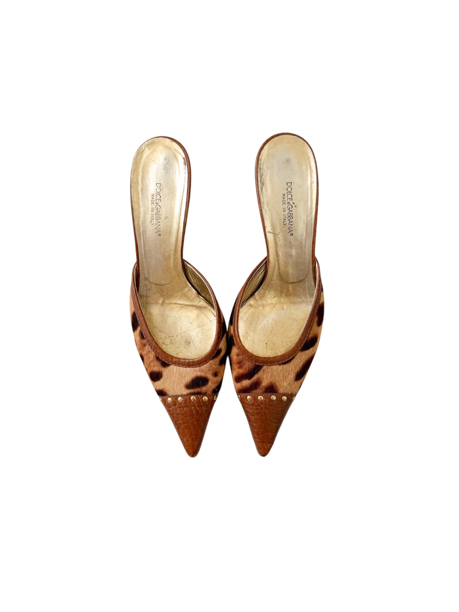 Dolce & Gabbana Leopard Ponyhair Pointed Mules
