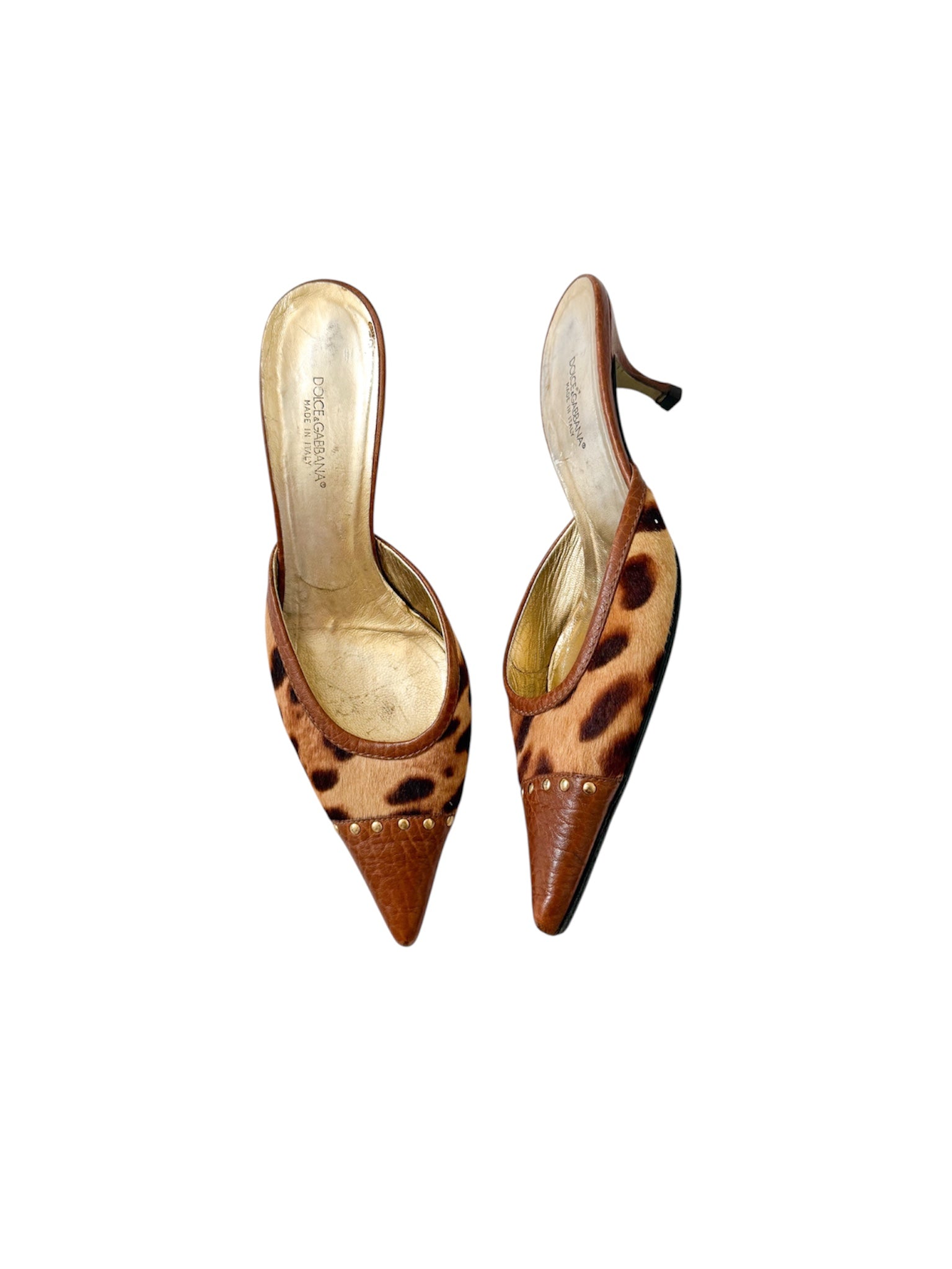 Dolce & Gabbana Leopard Ponyhair Pointed Mules