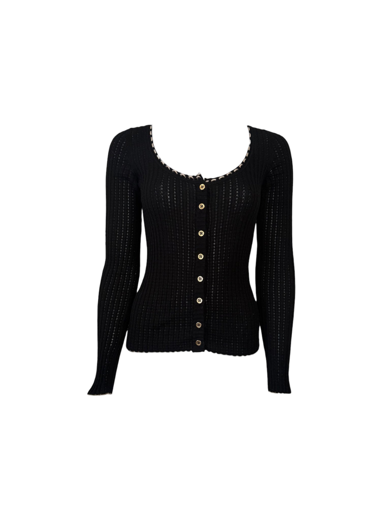 Dolce & Gabbana Black Cashmere Embroidered Cardigan
