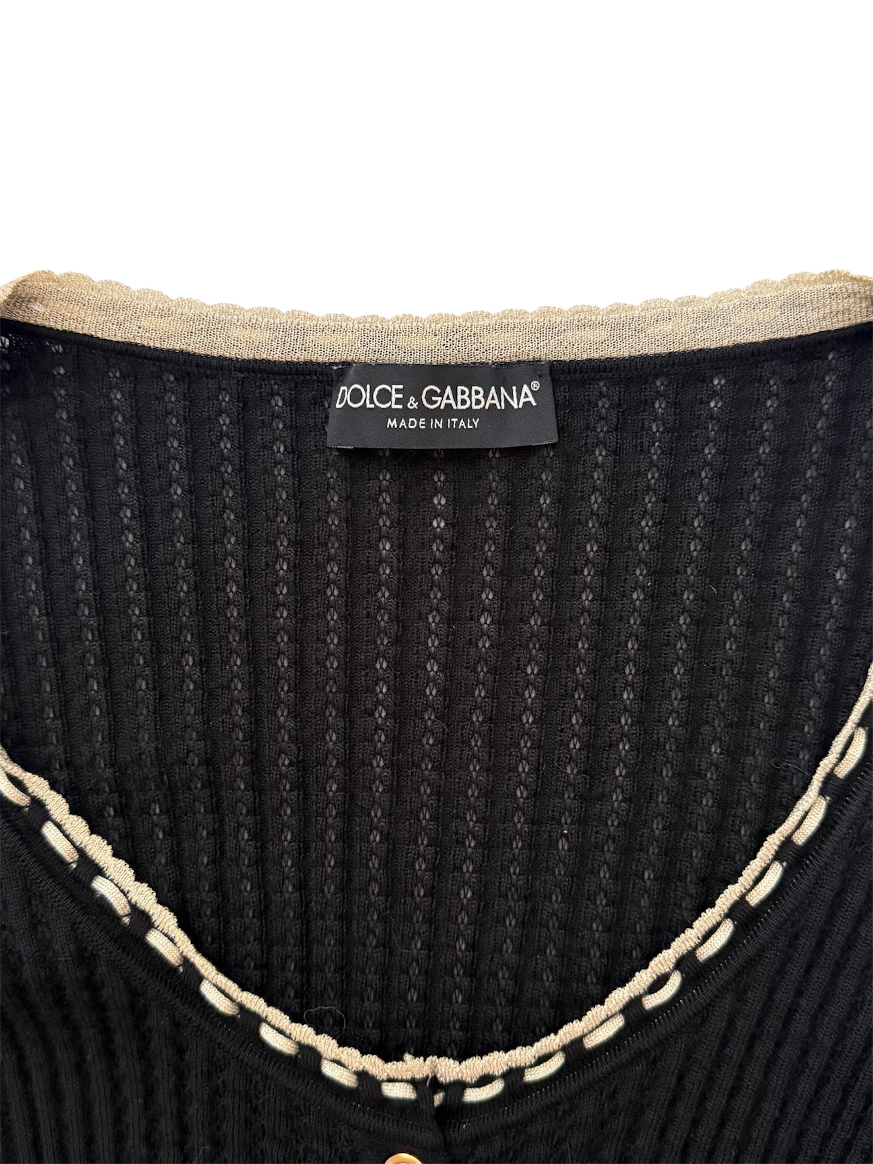 Dolce & Gabbana Black Cashmere Embroidered Cardigan